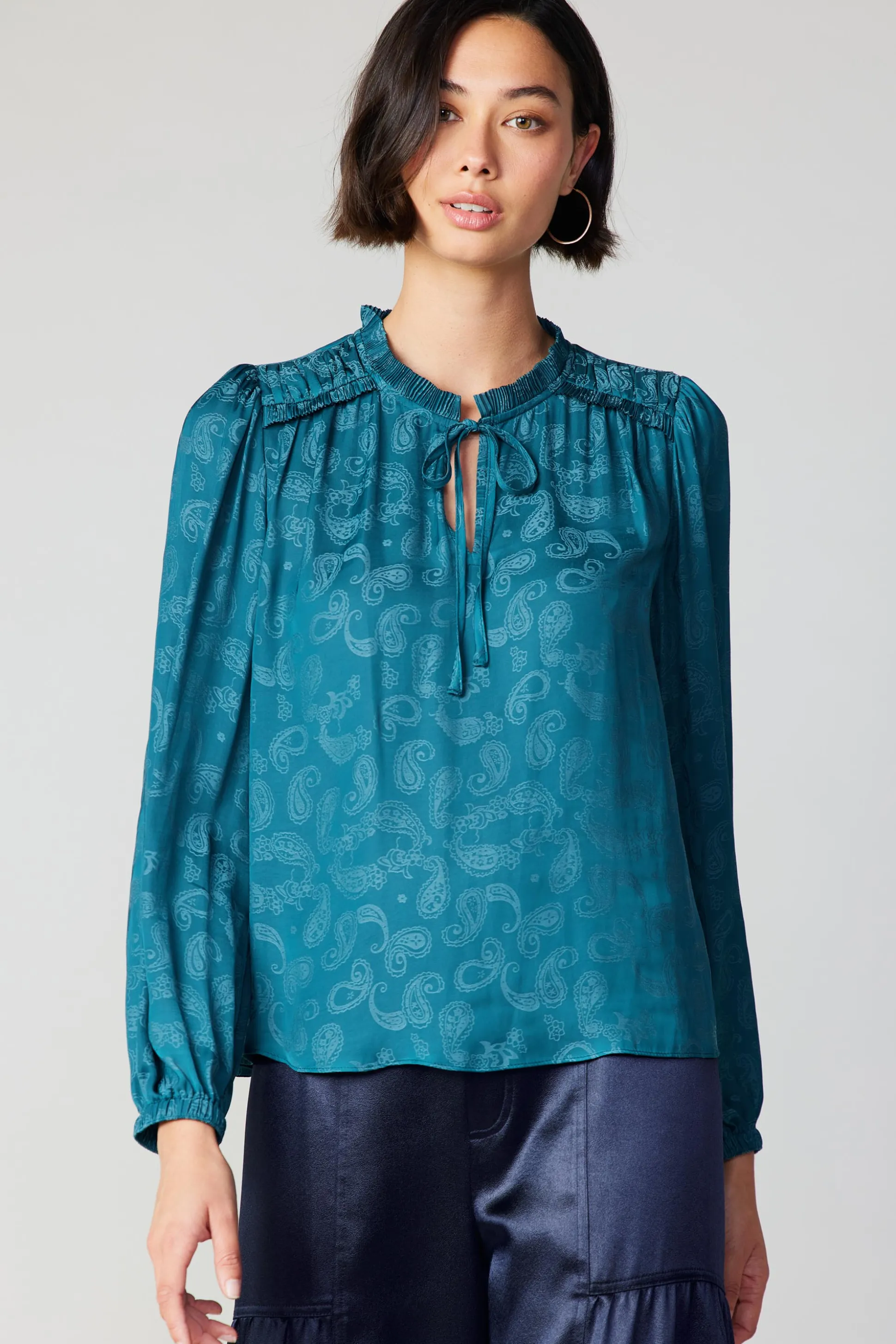 Paisley Split Neck Blouse<Current Air New