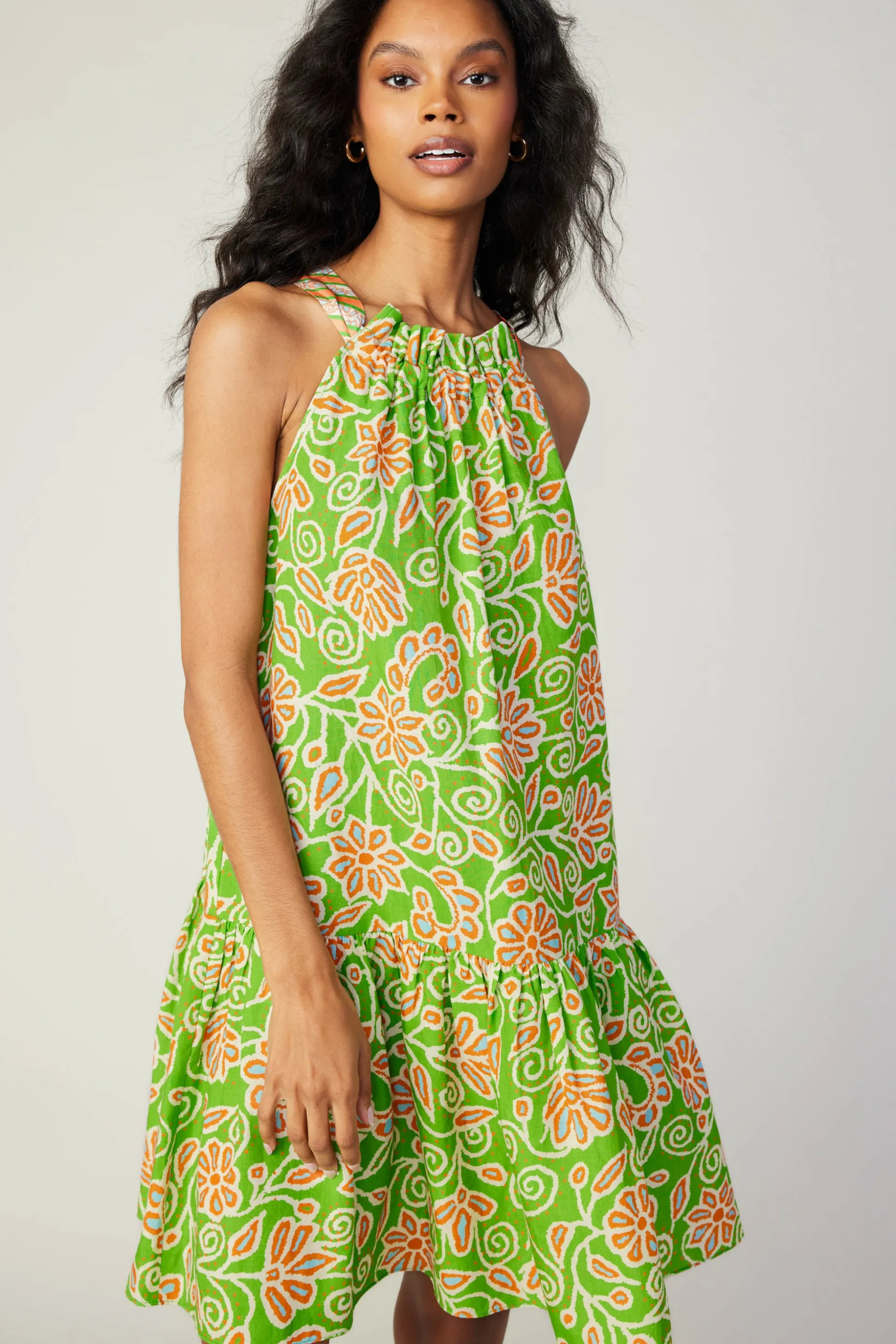 Floral Patterned Halter Mini Dress<Current Air Best