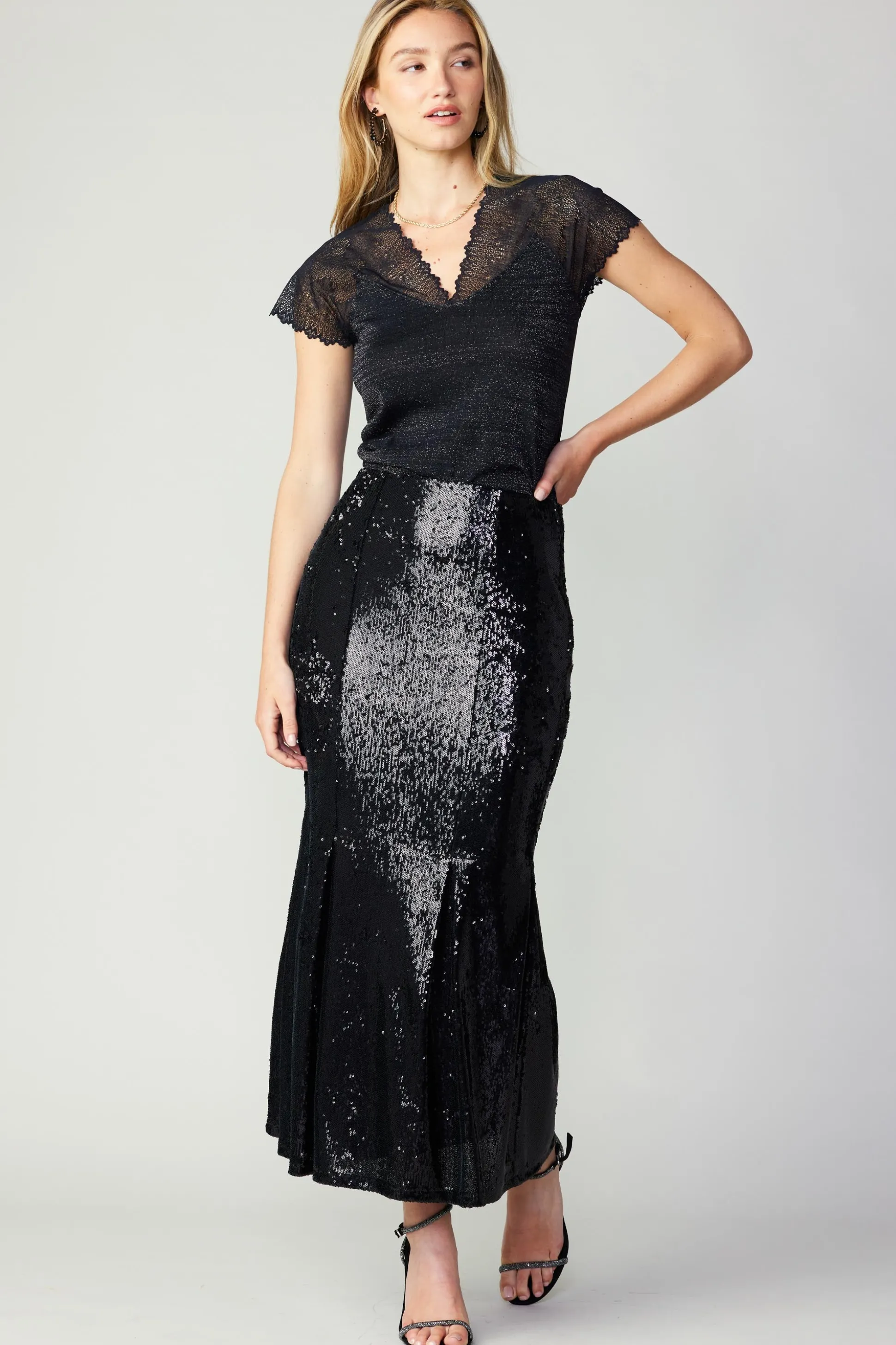 Sequin Flared Skirt<Current Air Sale