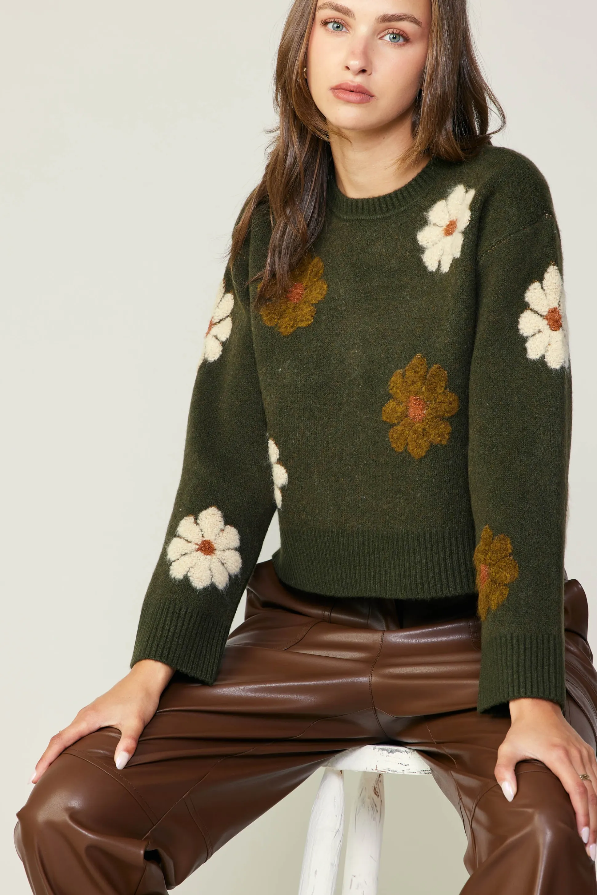 Daisy Embroidered Sweater<Current Air New