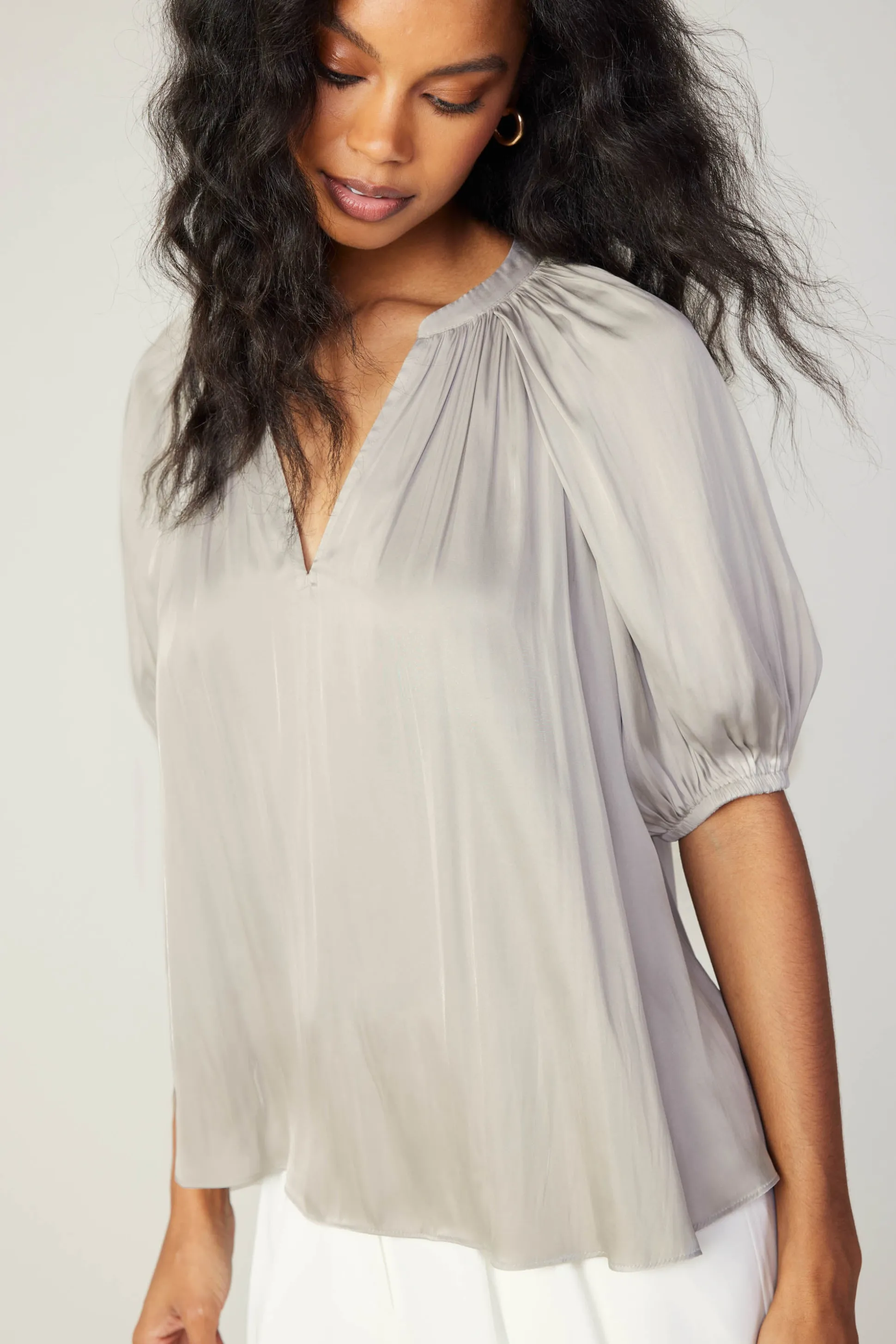 Gathered Neckline Blouse<Current Air Fashion