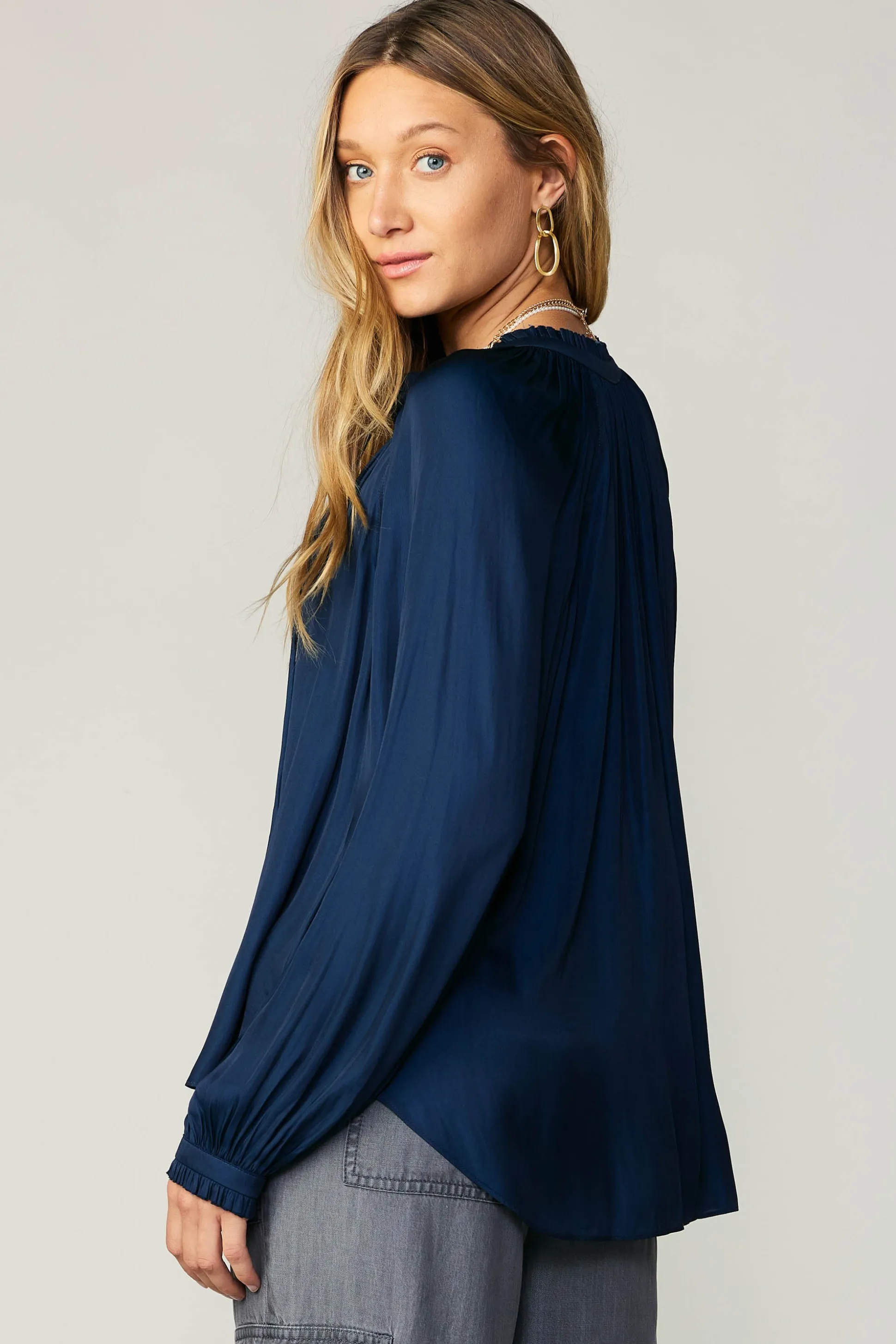 Ruffled Cuff Blouse<Current Air Online