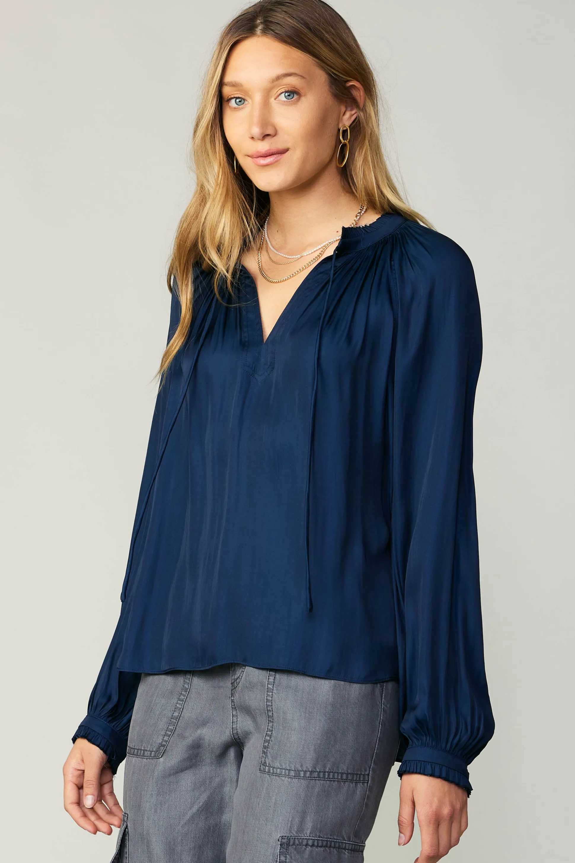 Ruffled Cuff Blouse<Current Air Online