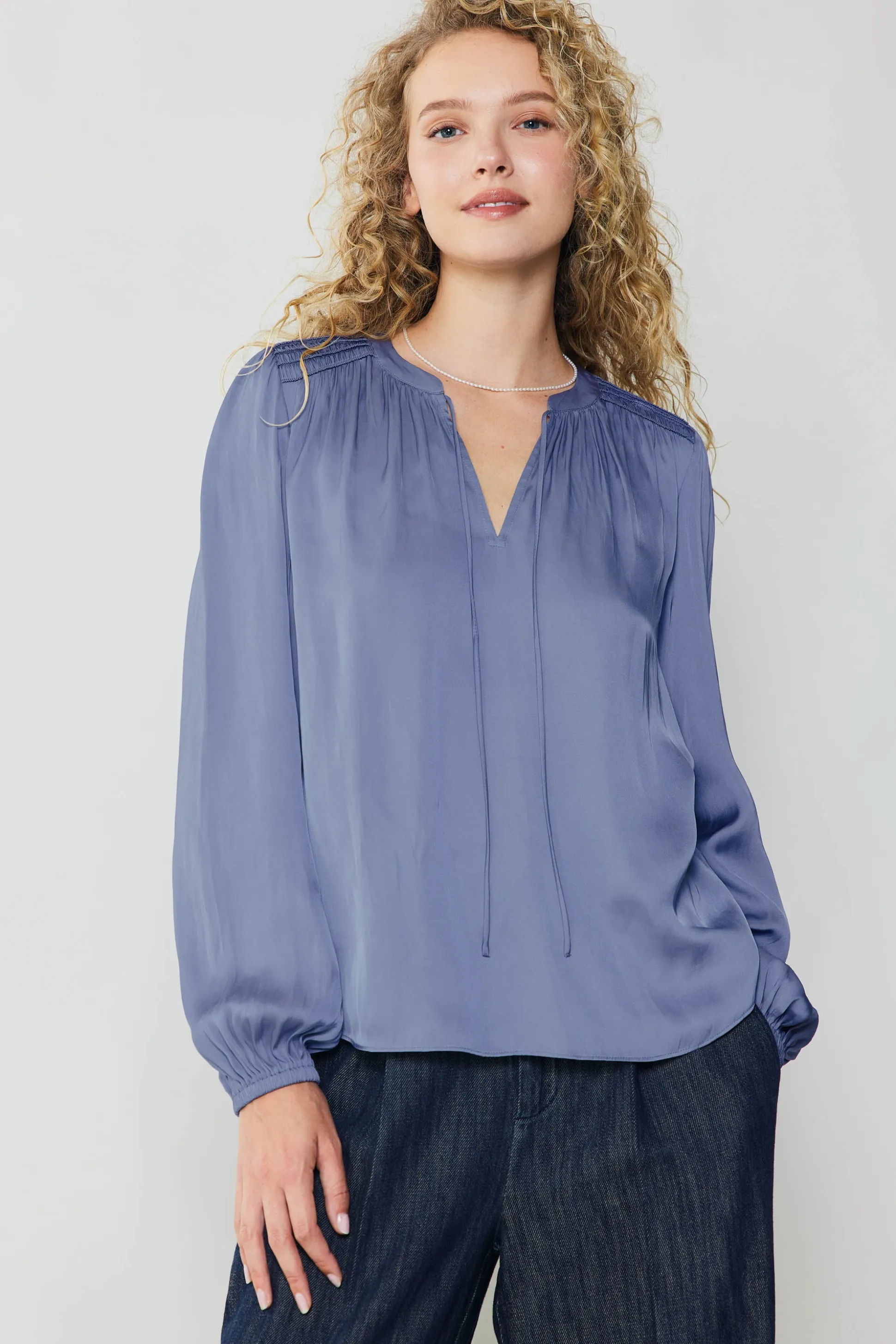 Shirred Yoke Blouse<Current Air New