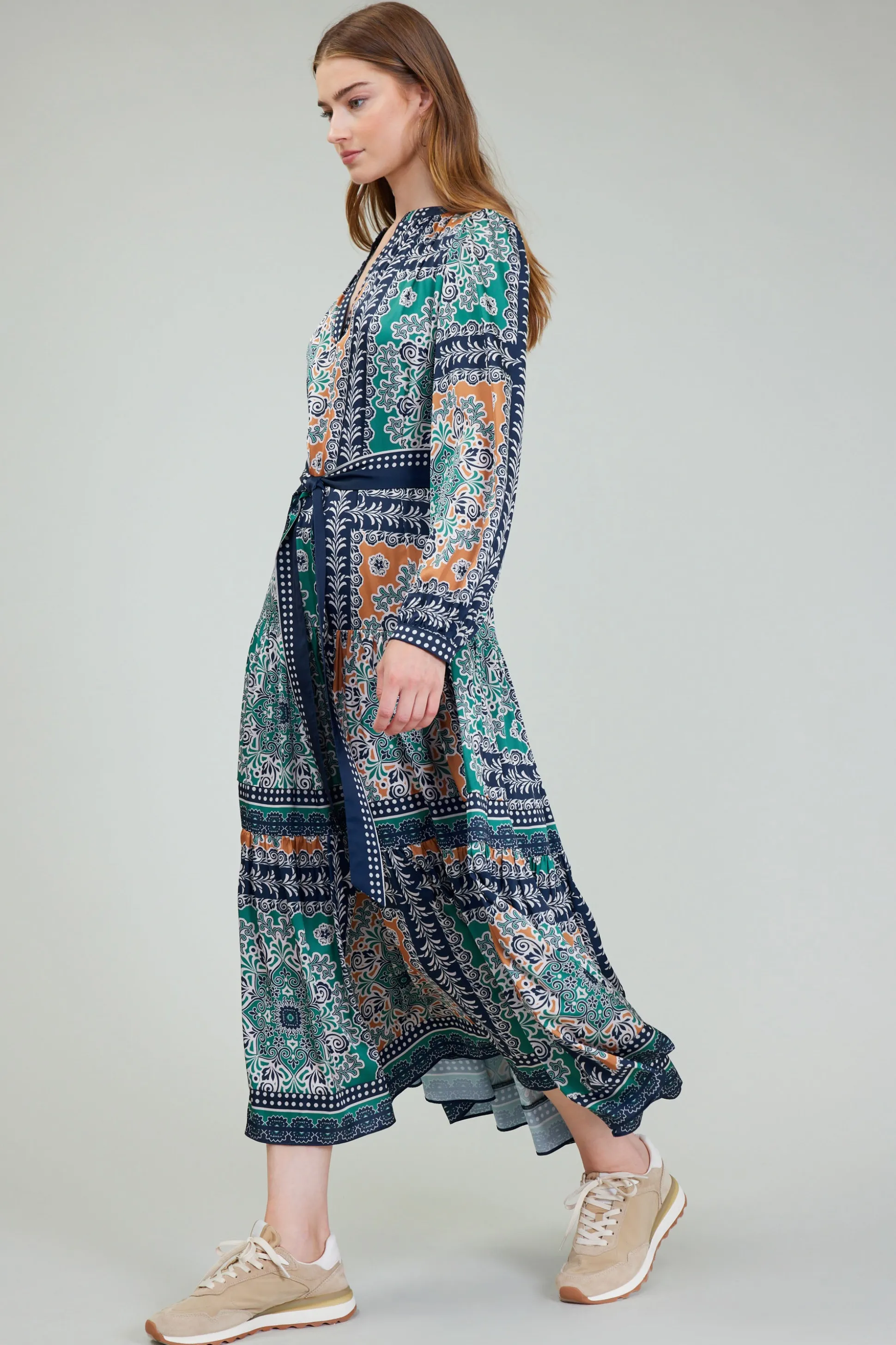 Belted Abstract Midi Dress<Current Air Outlet