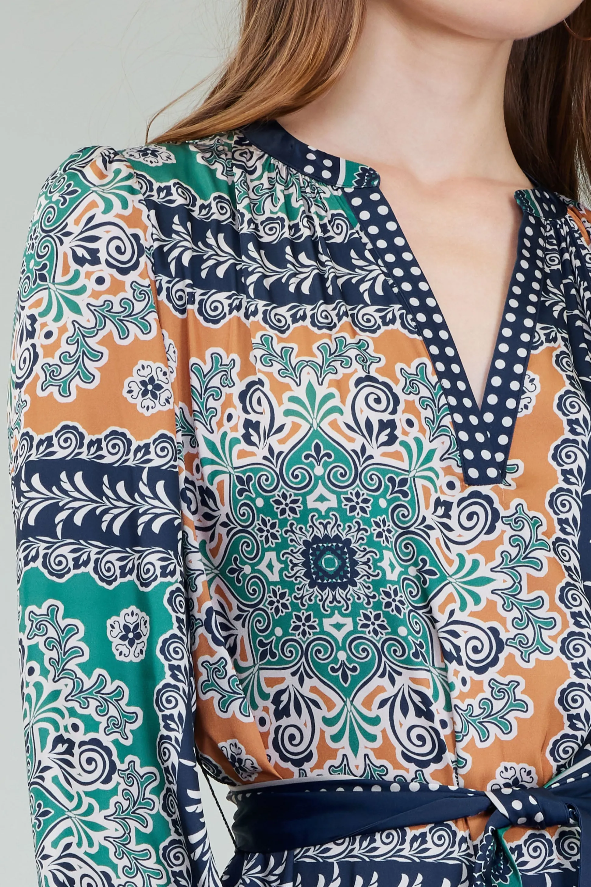 Belted Abstract Midi Dress<Current Air Outlet