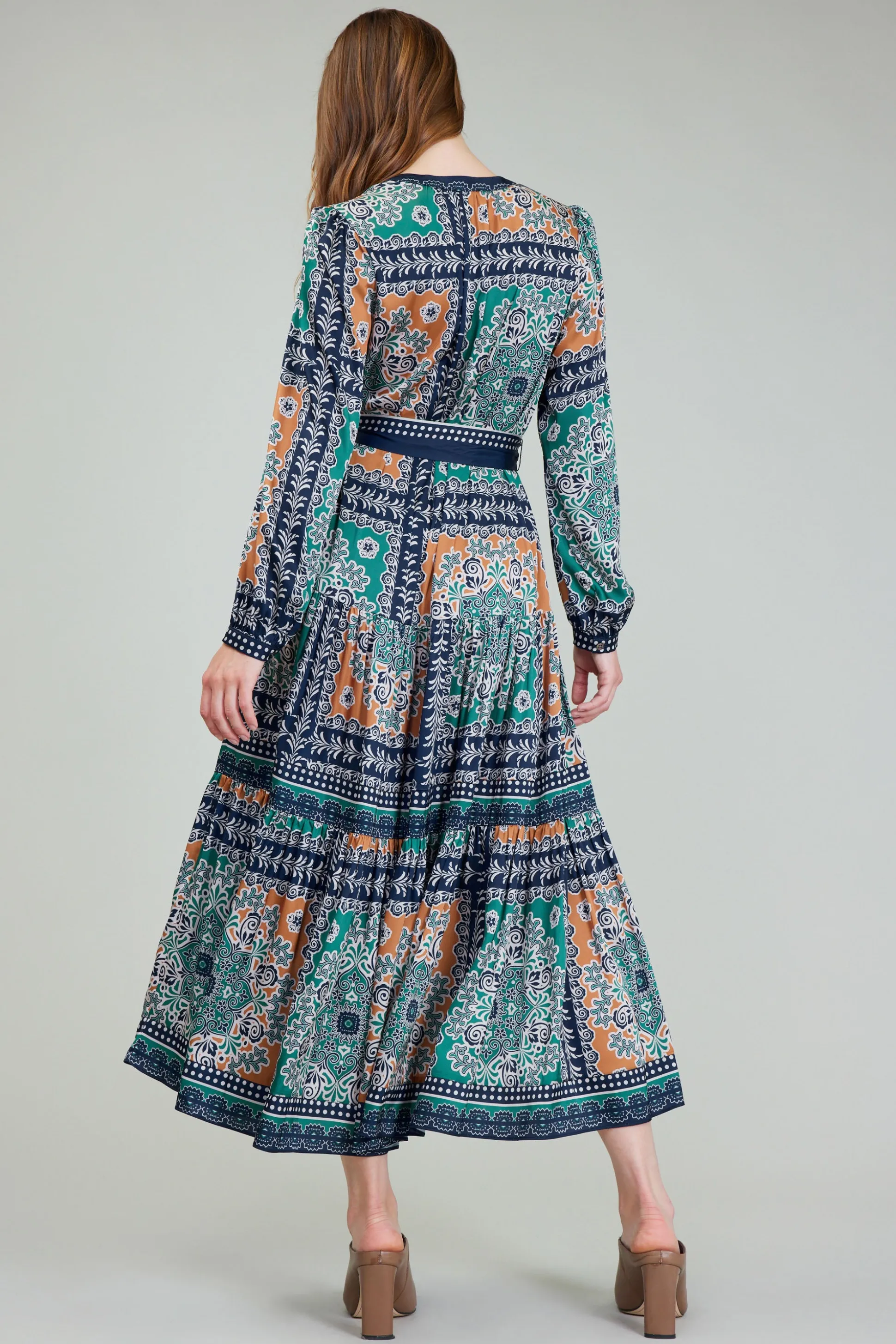 Belted Abstract Midi Dress<Current Air Outlet