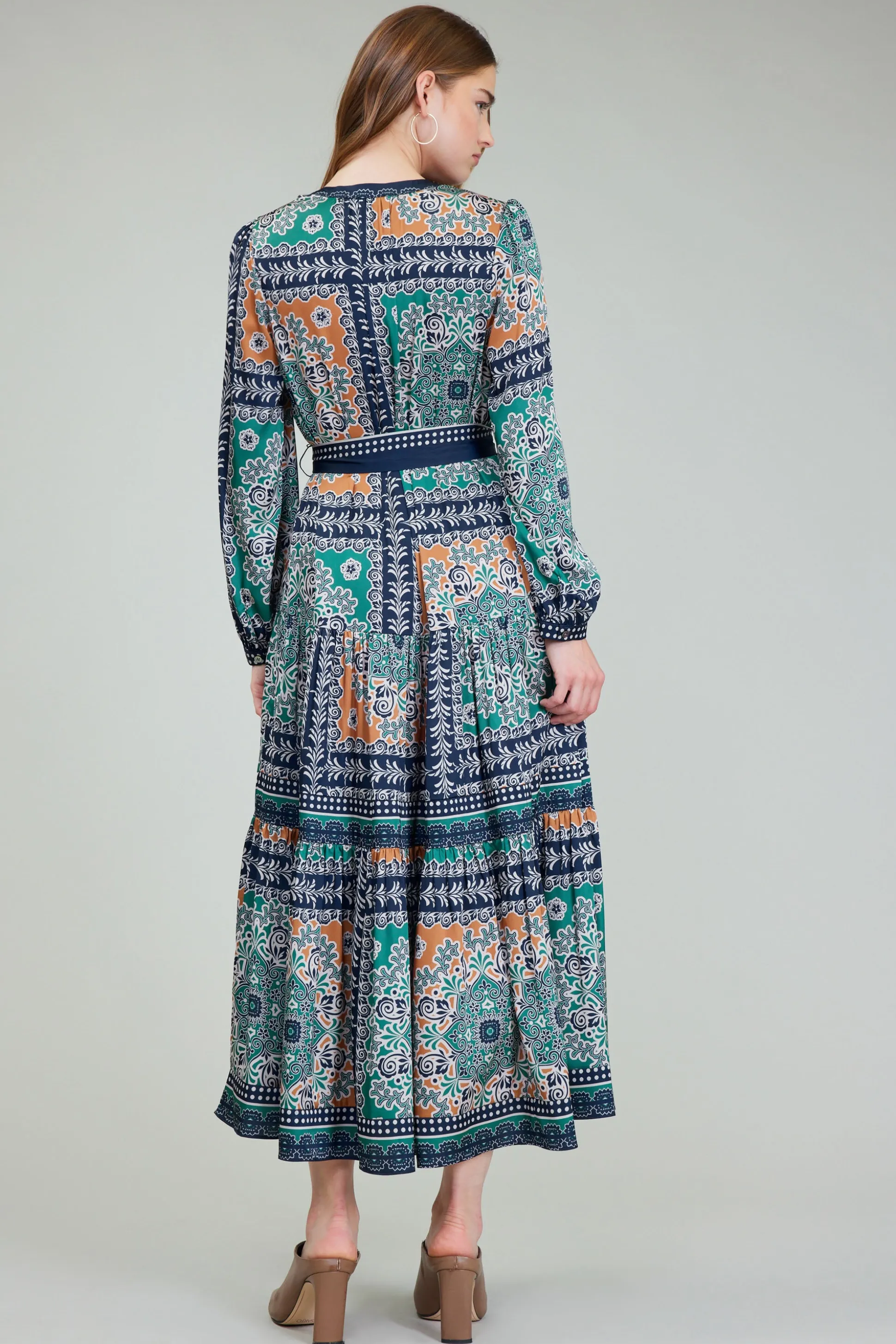 Belted Abstract Midi Dress<Current Air Outlet