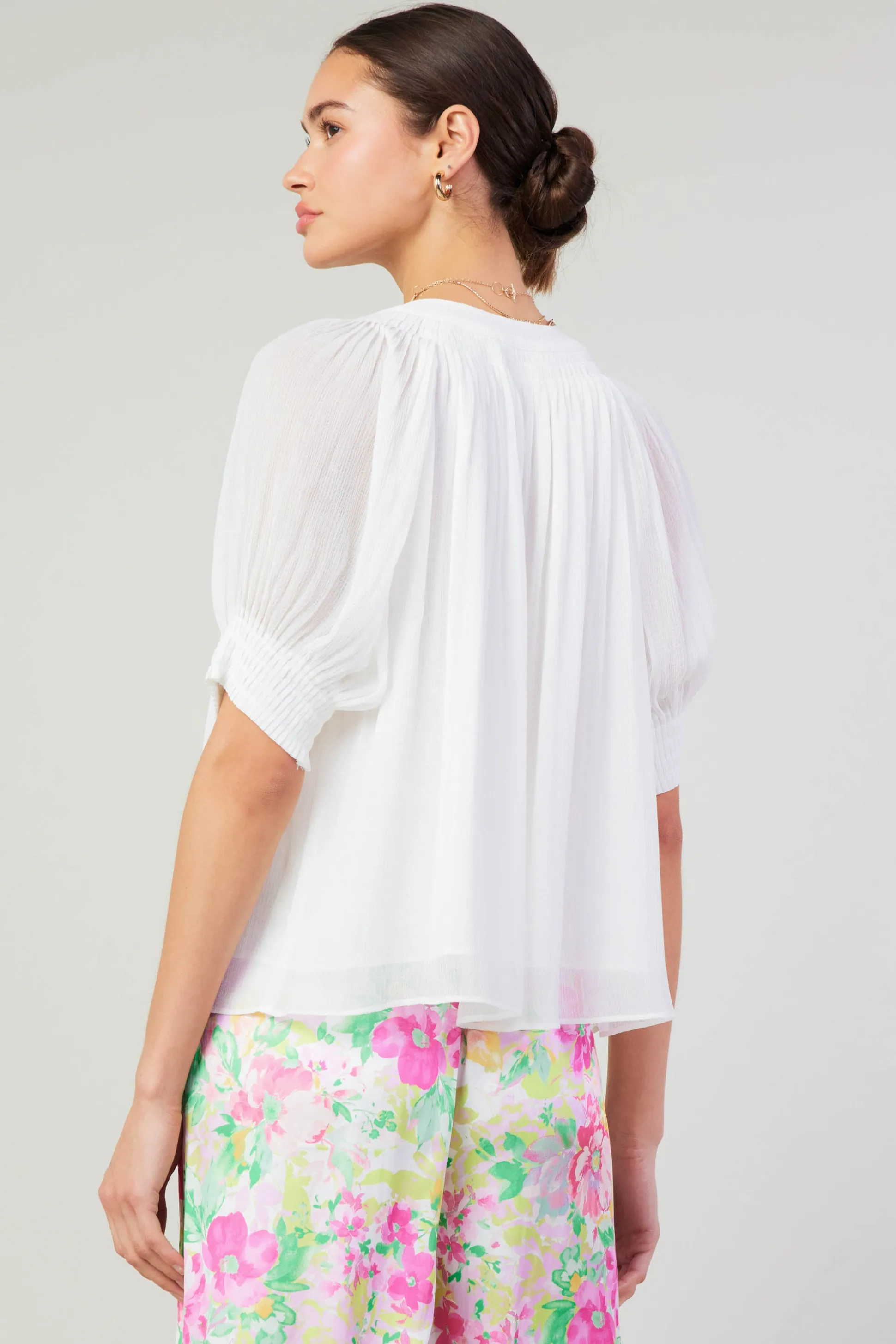 Pleated Cuff Blouse<Current Air Online