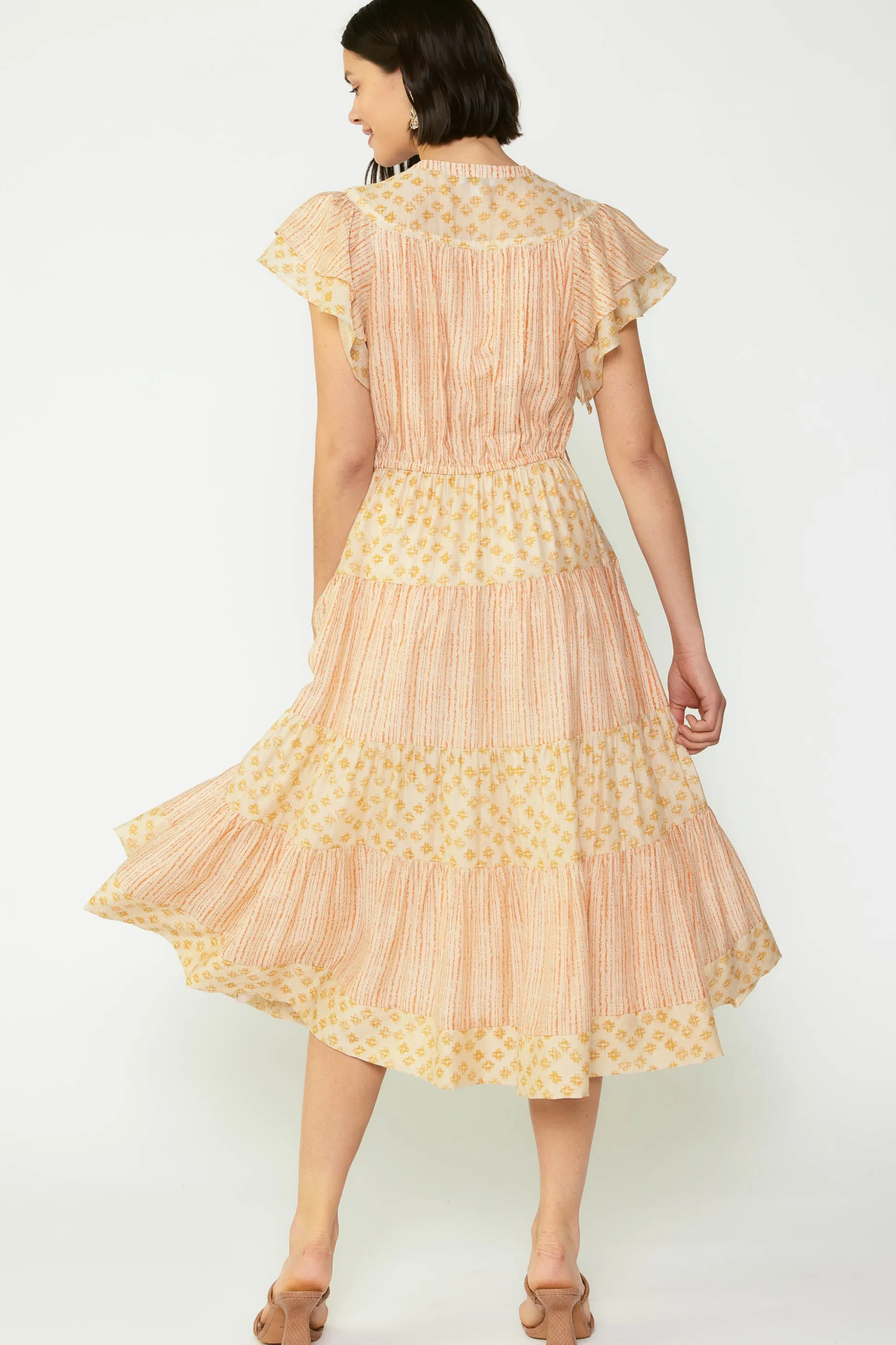 Everleigh Flutter Sleeve Midi Dress<Current Air Best