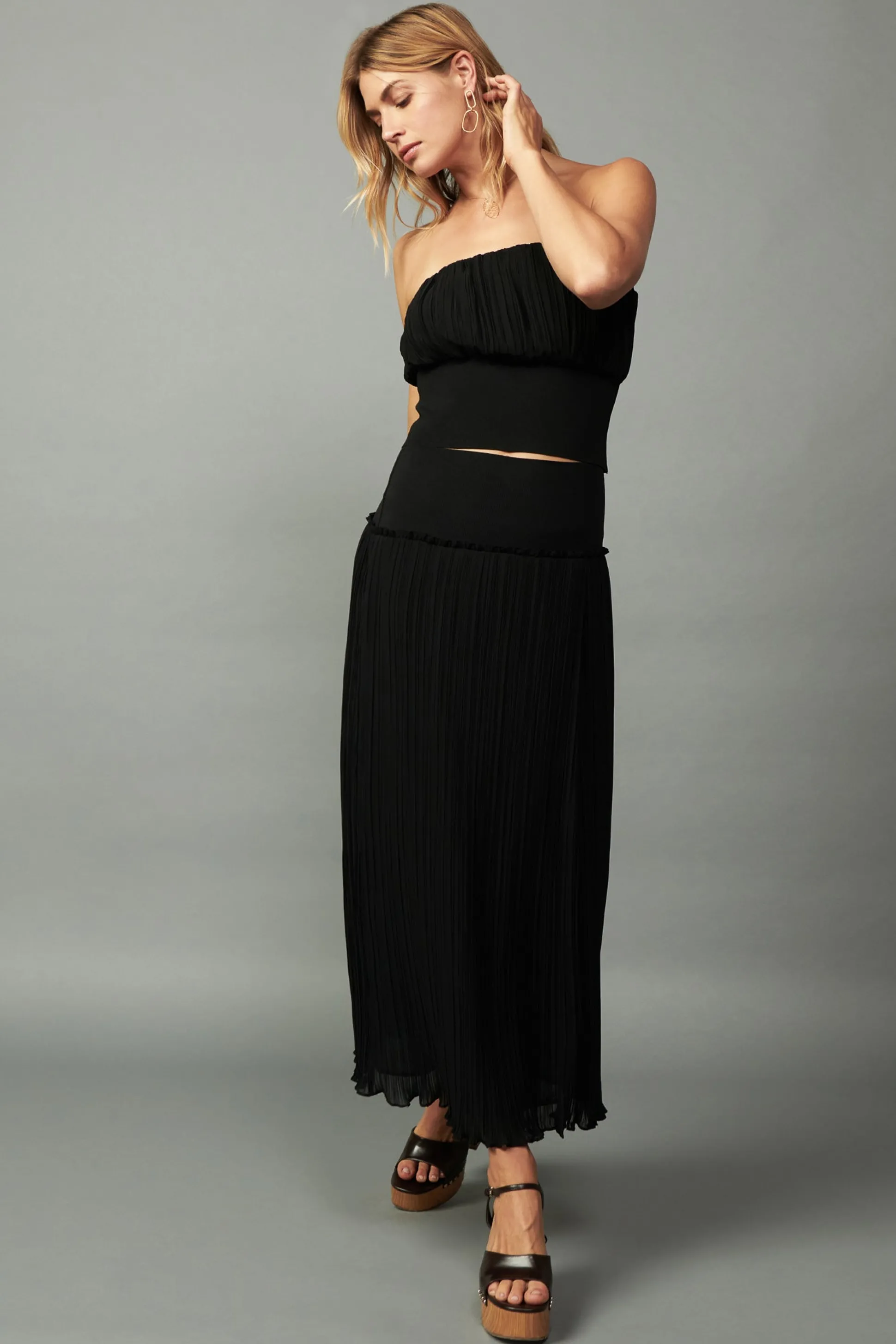 Ribbed Waist Midi Skirt<Current Air Clearance