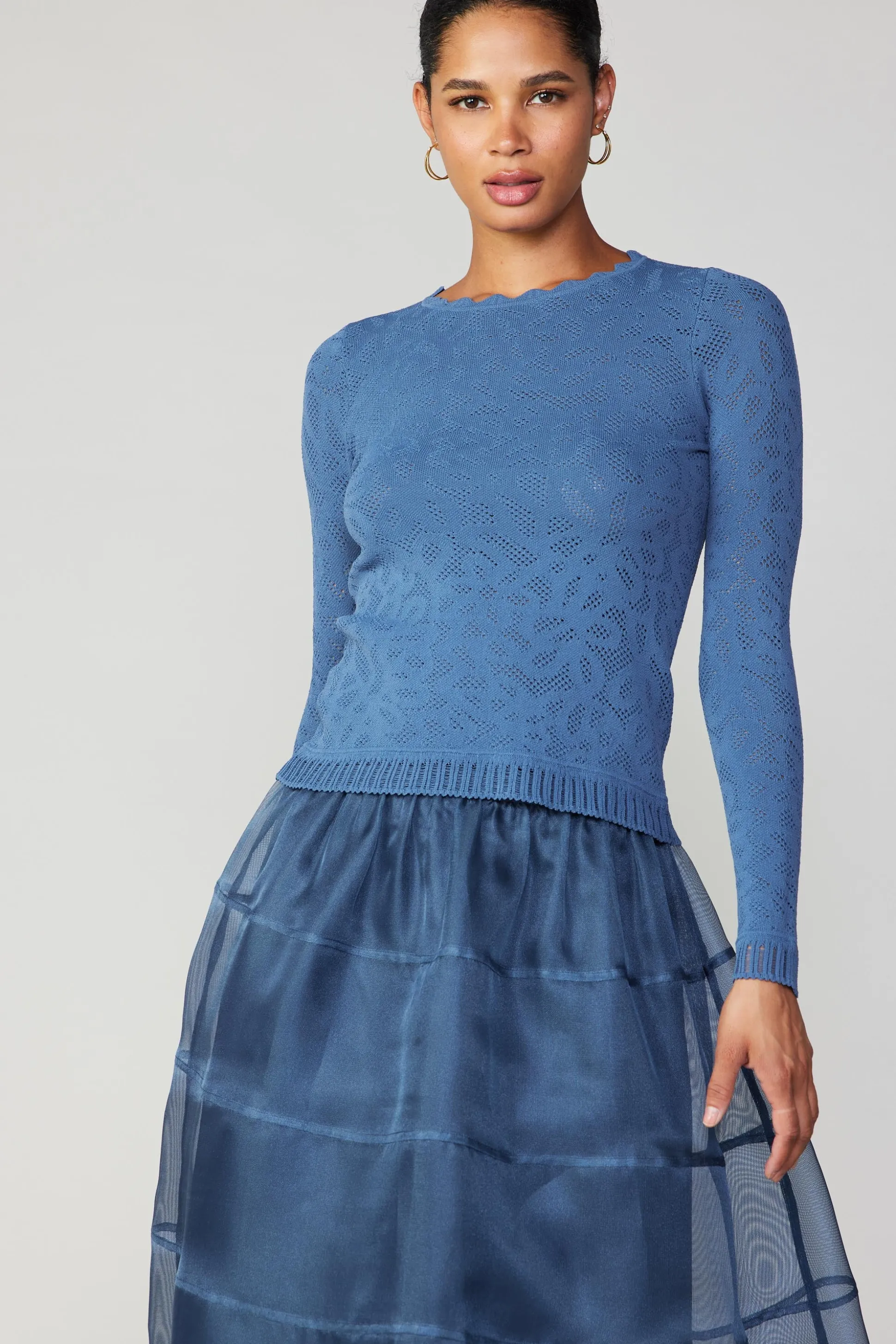 Scalloped Knit Top<Current Air Discount