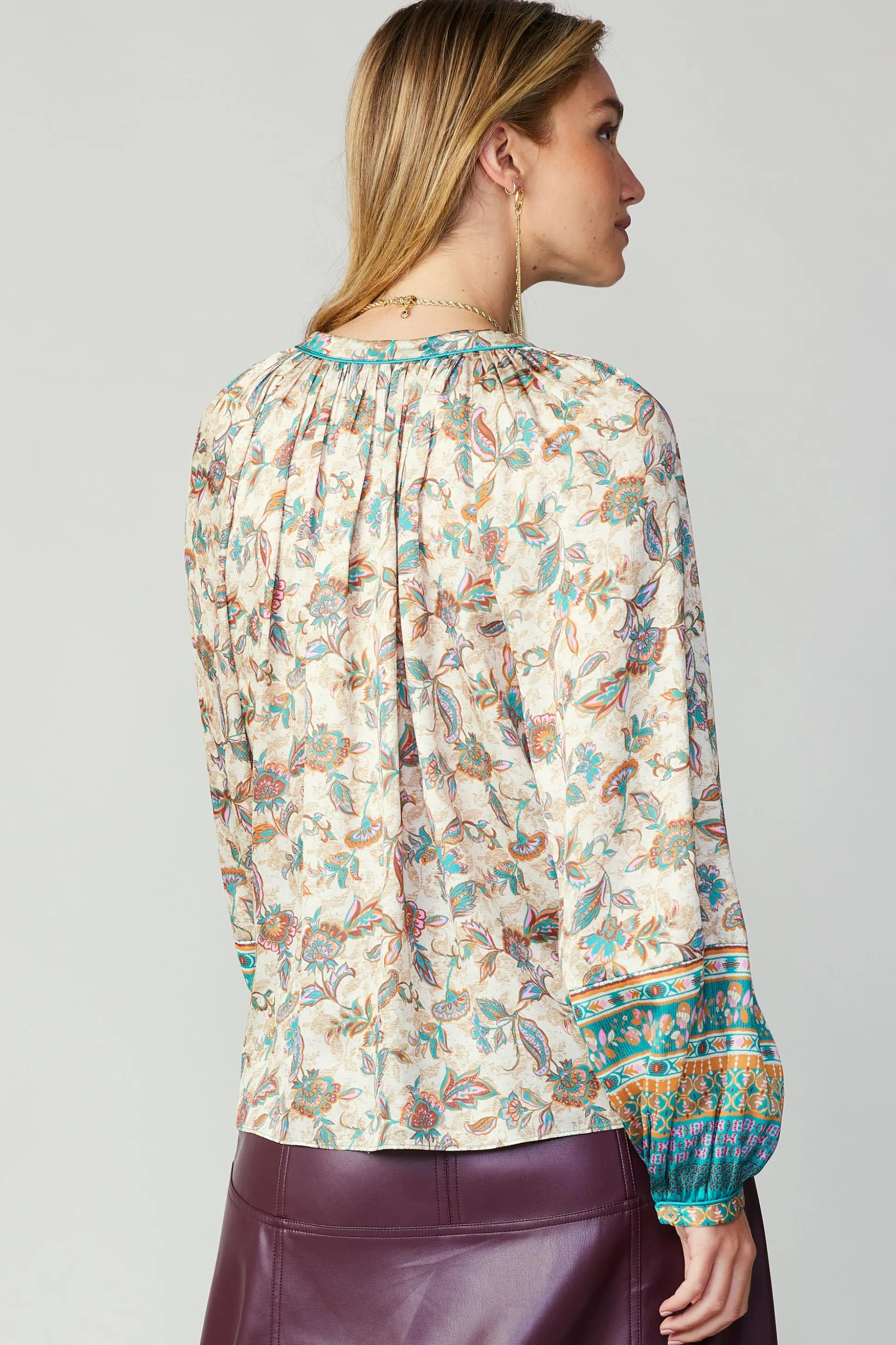 Autumnal Border Print Blouse<Current Air Fashion