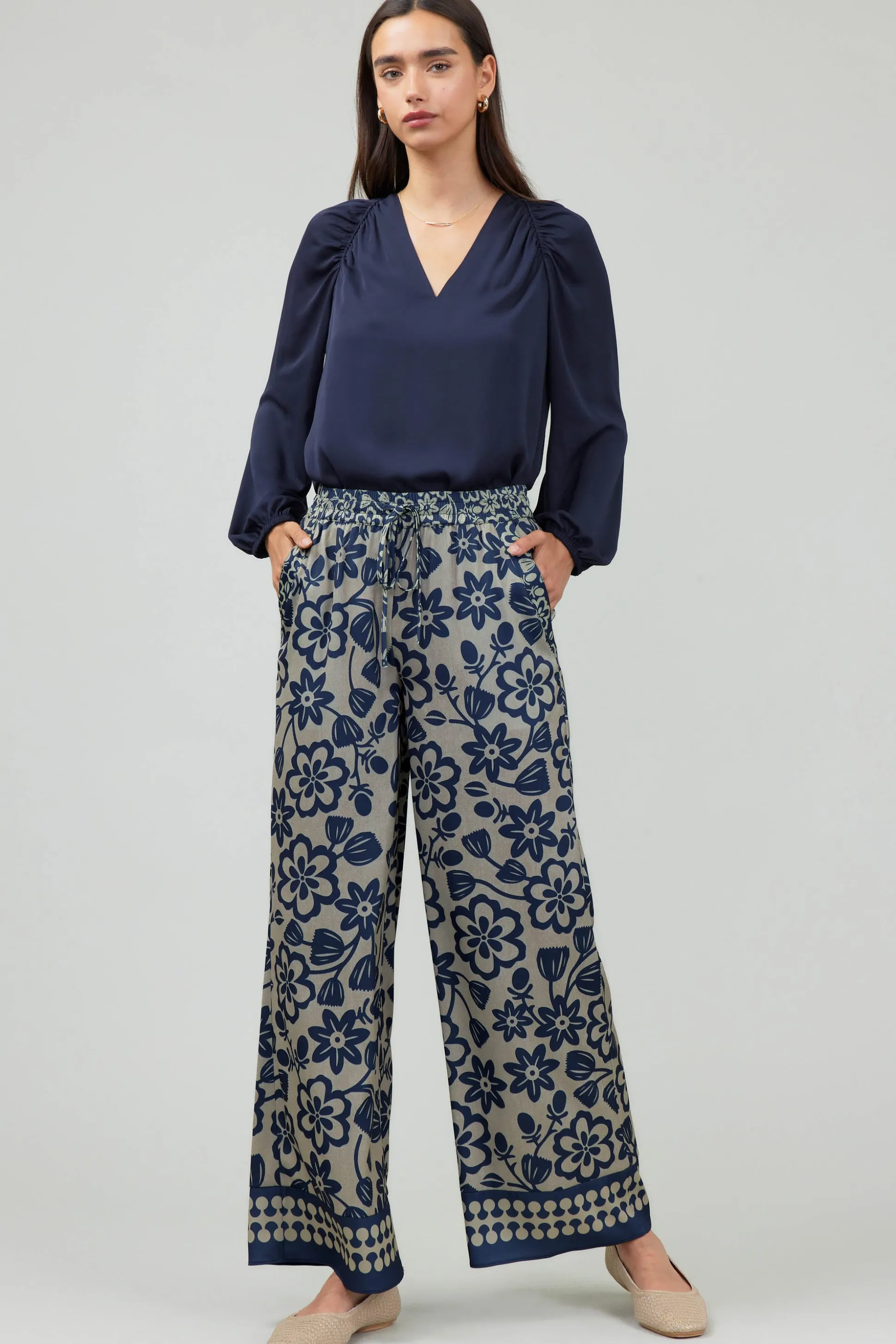 Floral Patterned Pull On Pants<Current Air Clearance