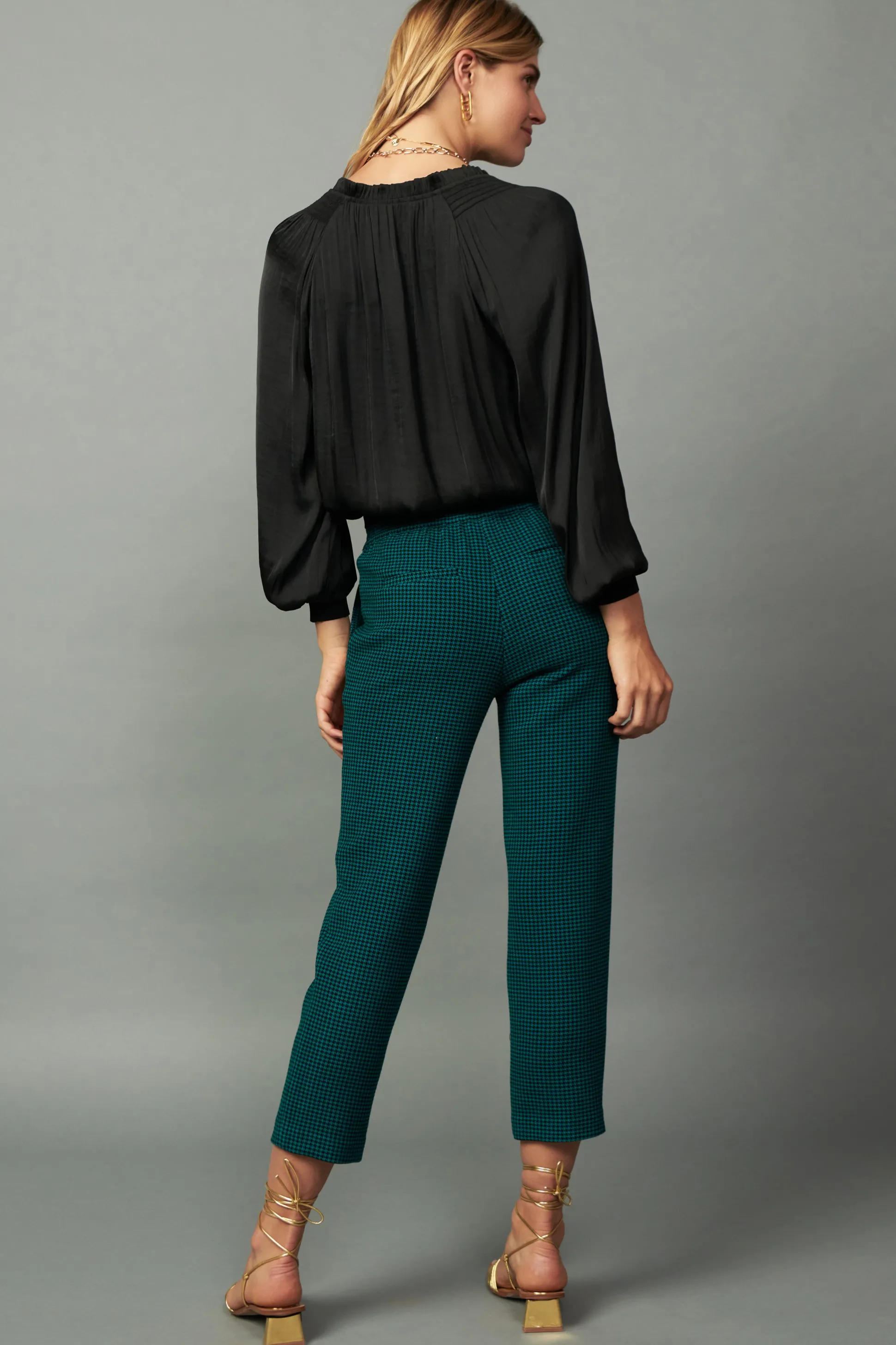 Houndstooth Patterned Straight Pants<Current Air Fashion