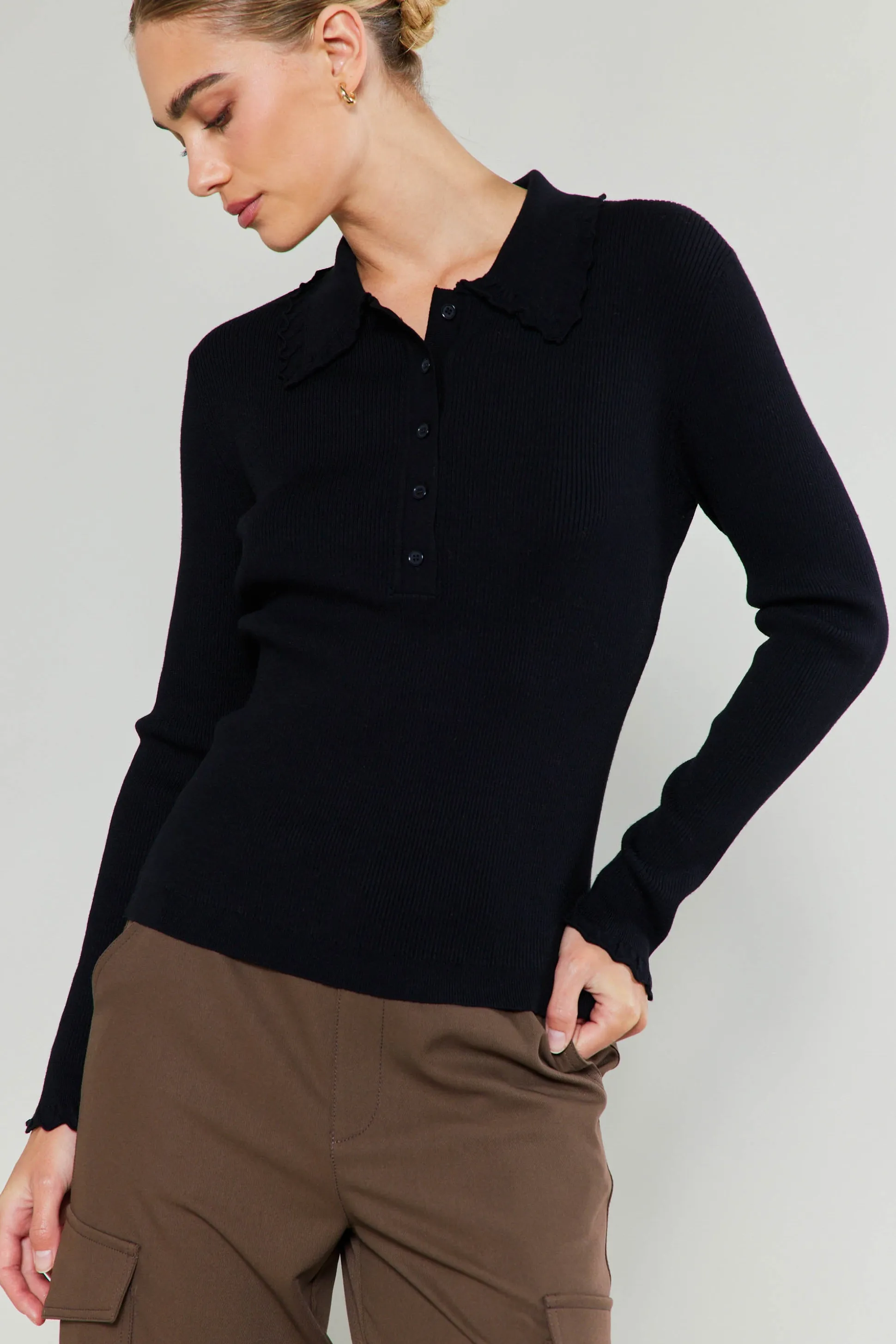 Polo Sweater Top<Current Air Hot