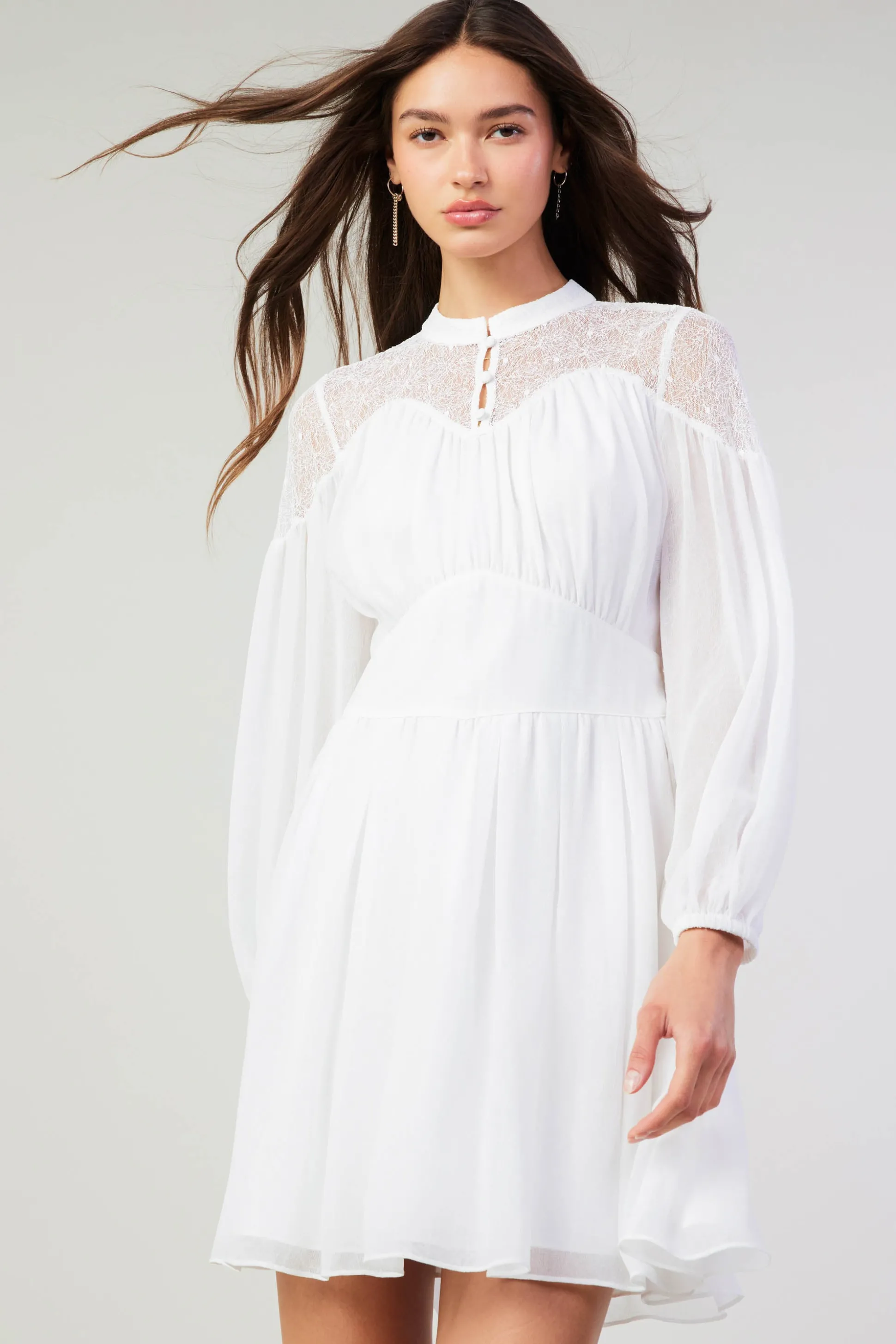 Palermo Lace Collared Mini Dress<Current Air New