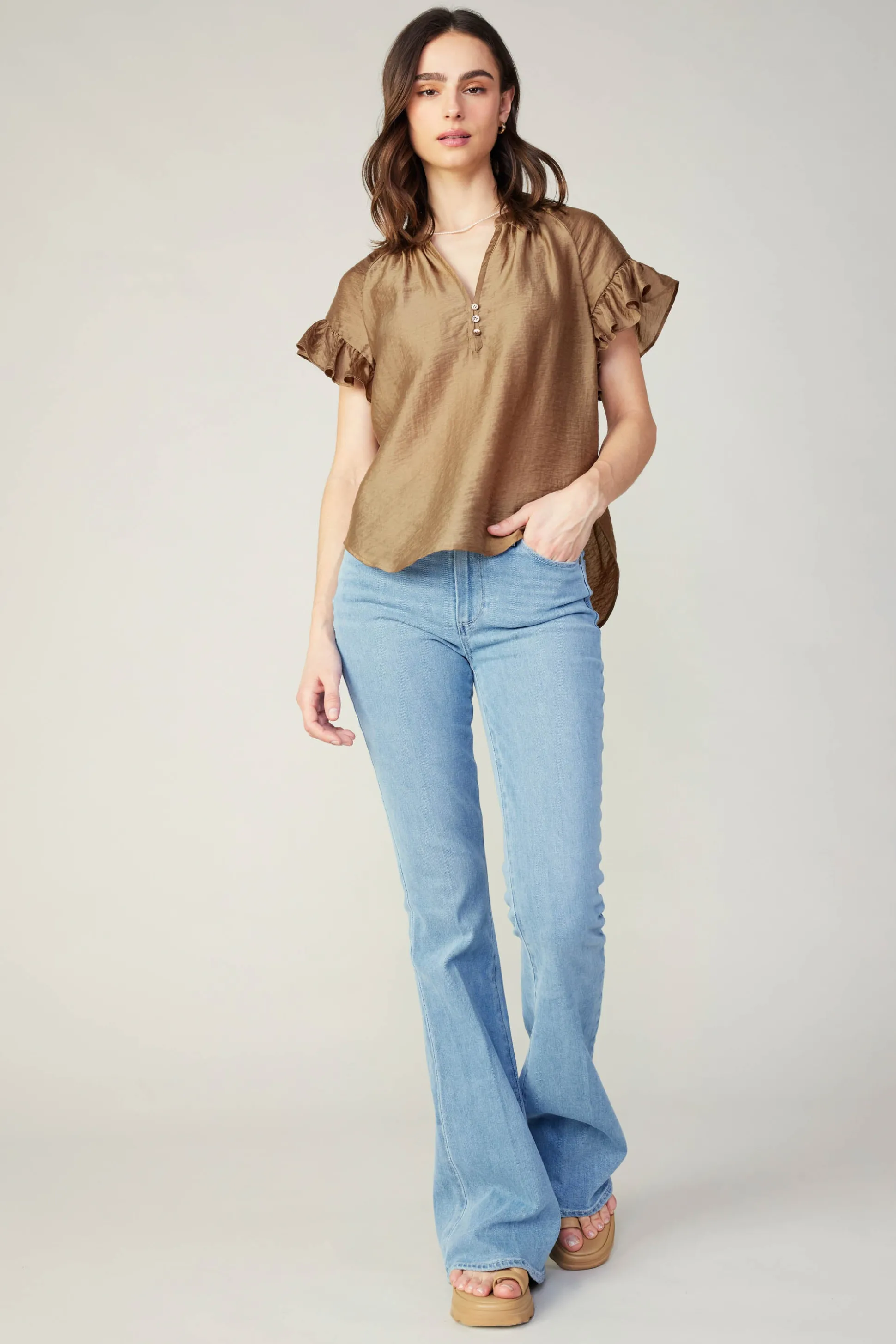 Raglan Sleeve Button Blouse<Current Air Clearance