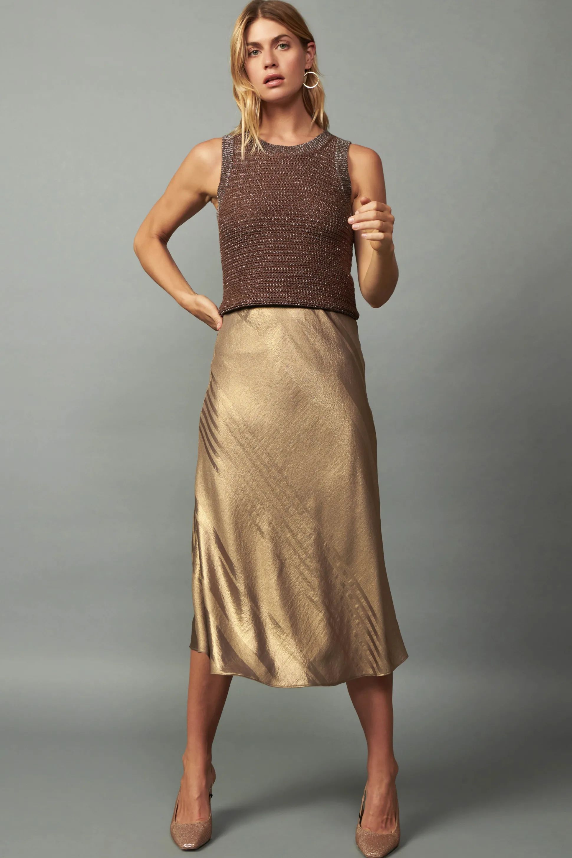 Metallic Sweater Shrug Set<Current Air Discount