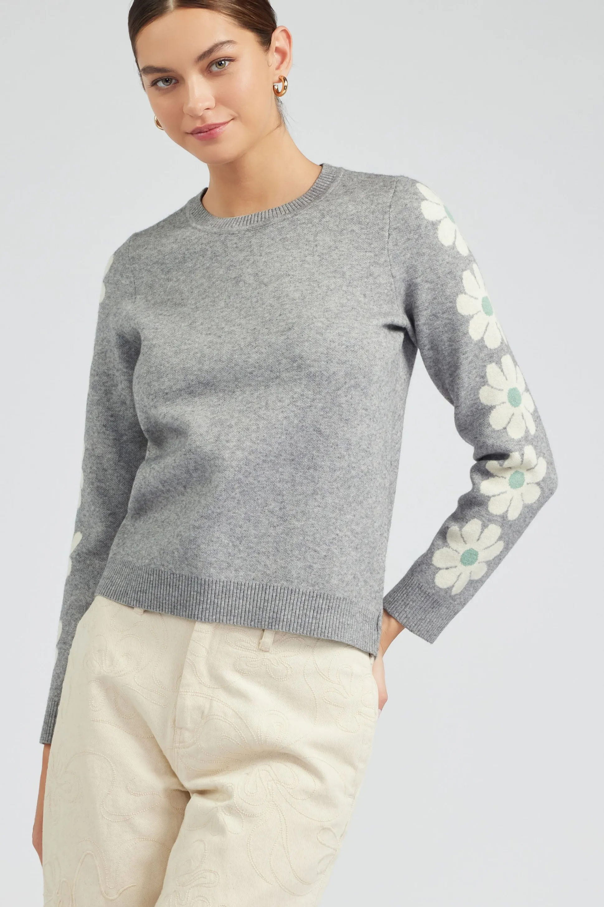 Retro Daisy Motif Sweater<Current Air Hot