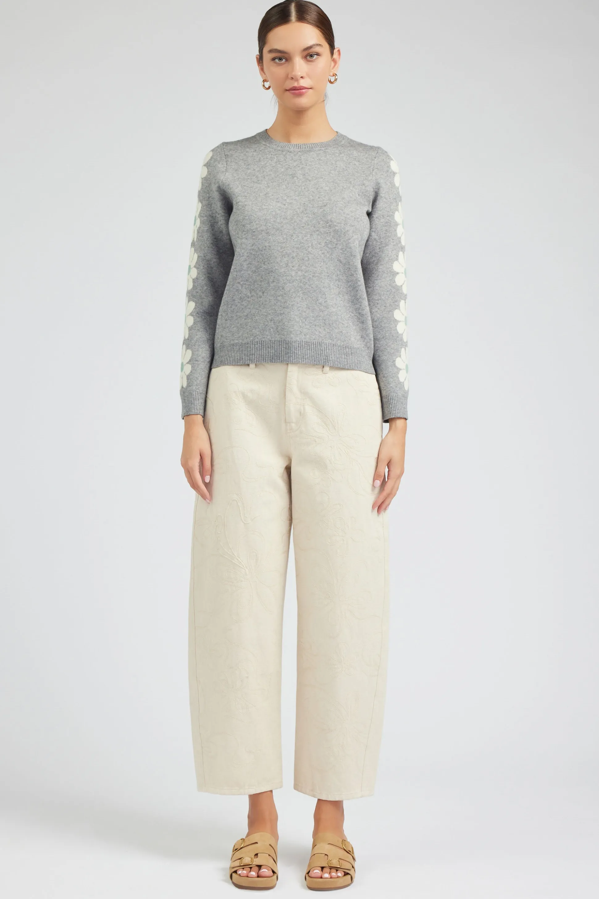 Retro Daisy Motif Sweater<Current Air Hot