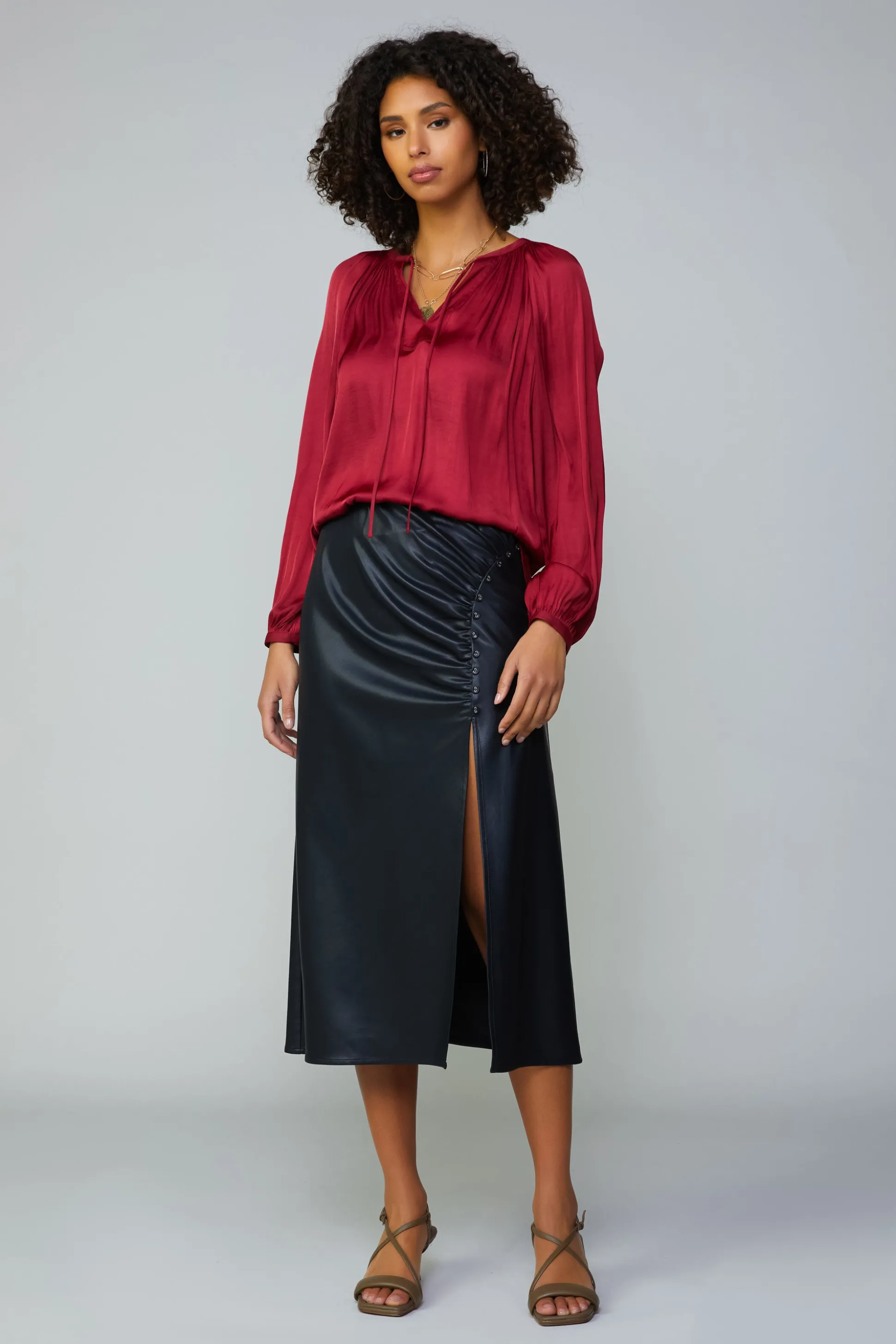 Gathered Splitneck Blouse<Current Air Best