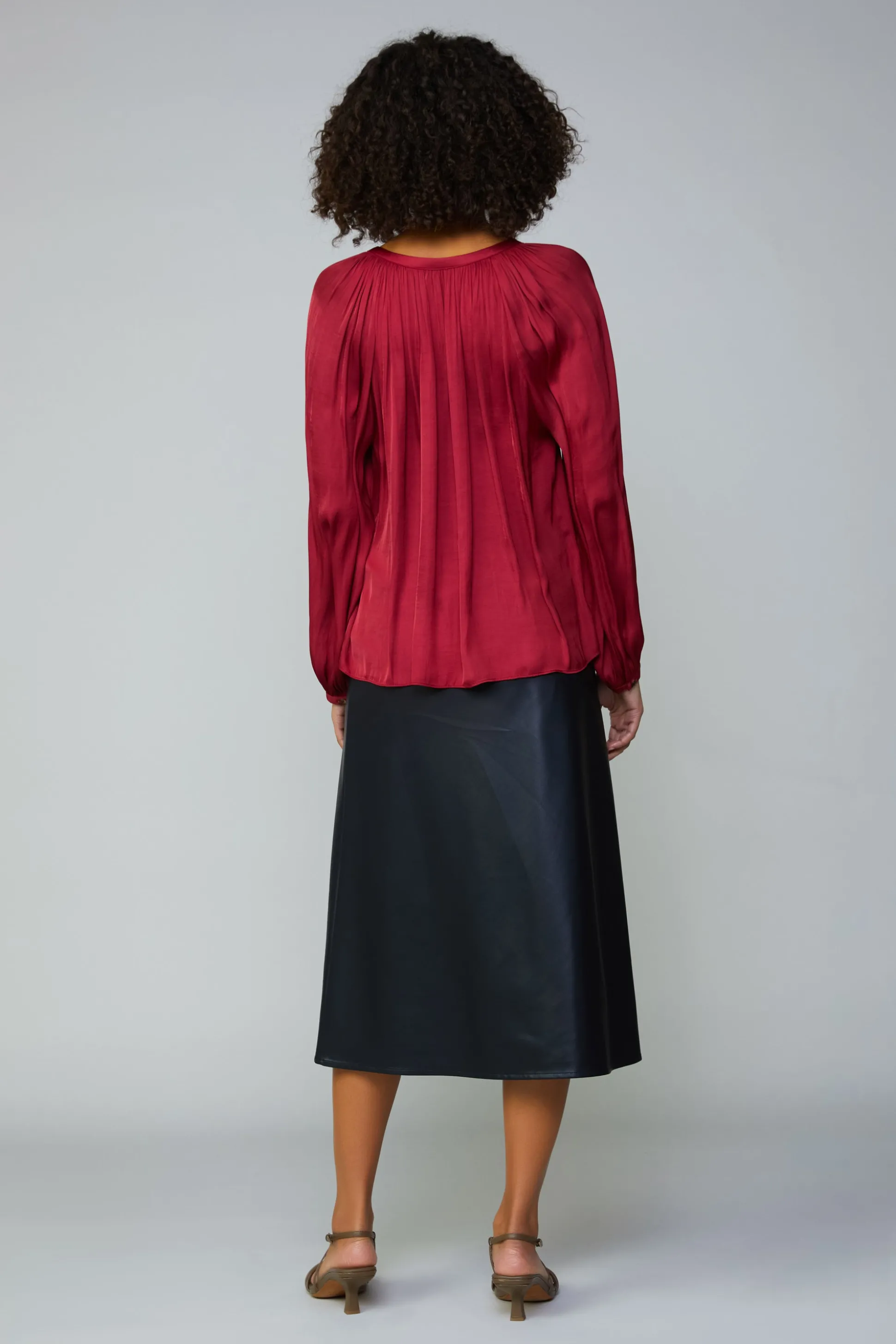 Gathered Splitneck Blouse<Current Air Best
