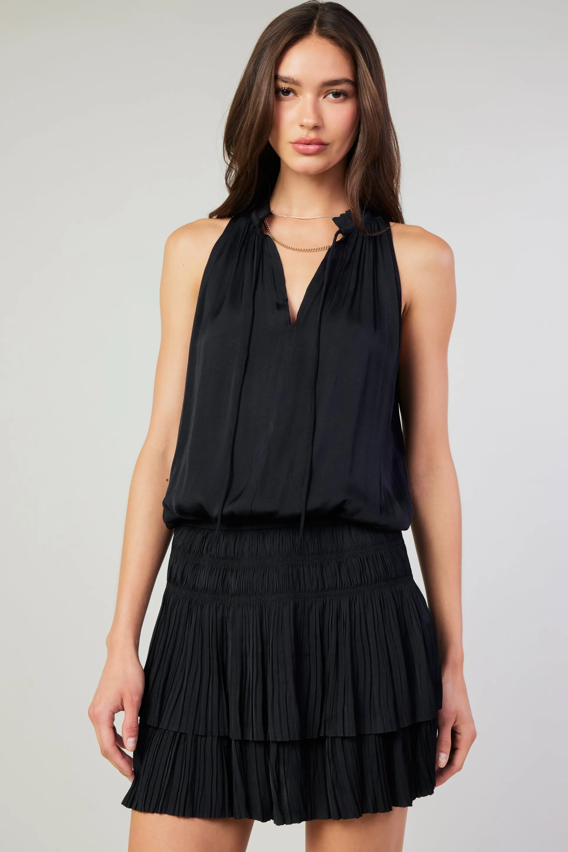 Cara Sleeveless Pleated Mini Dress<Current Air Sale
