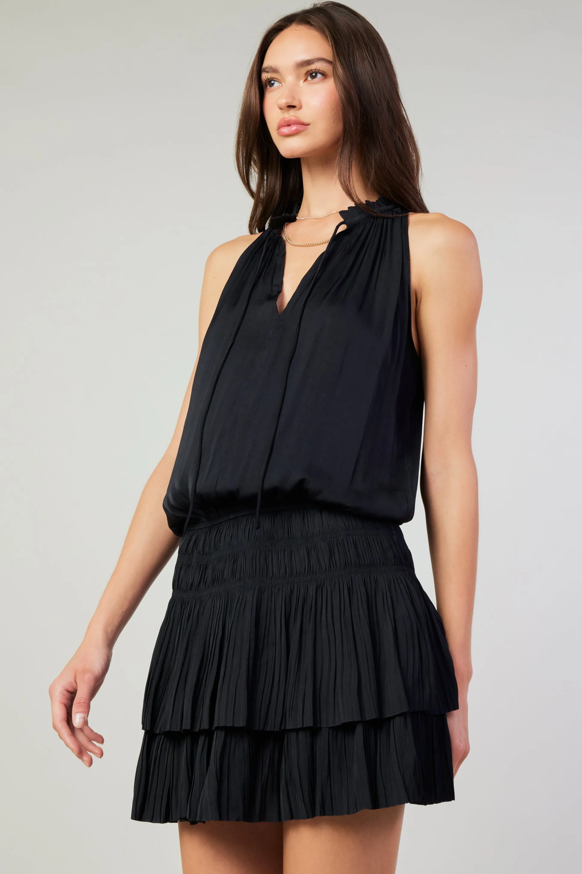 Cara Sleeveless Pleated Mini Dress<Current Air Sale
