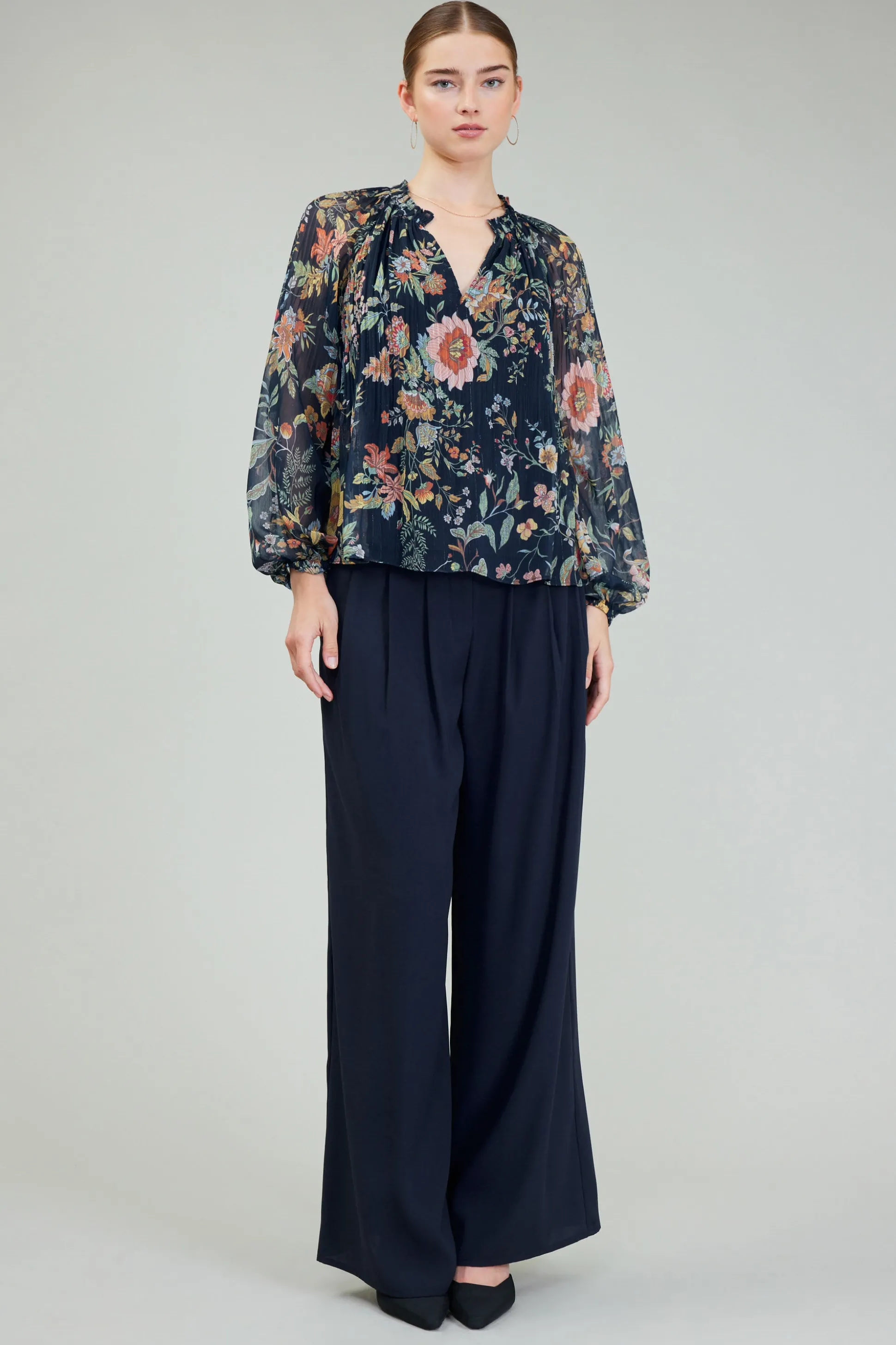 Glimmer Botanical Pleated Blouse<Current Air Clearance