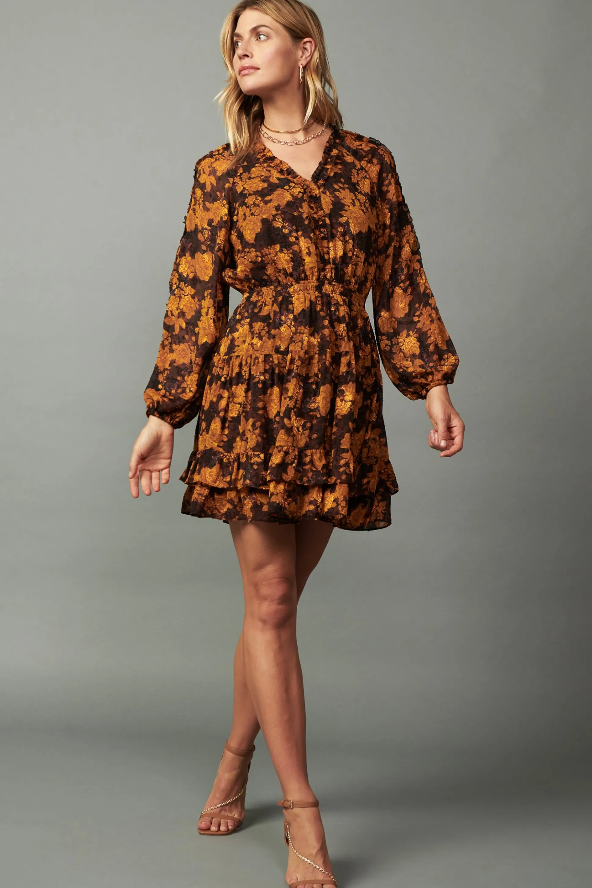 Picot Stitch Ruffled Mini Dress<Current Air Sale