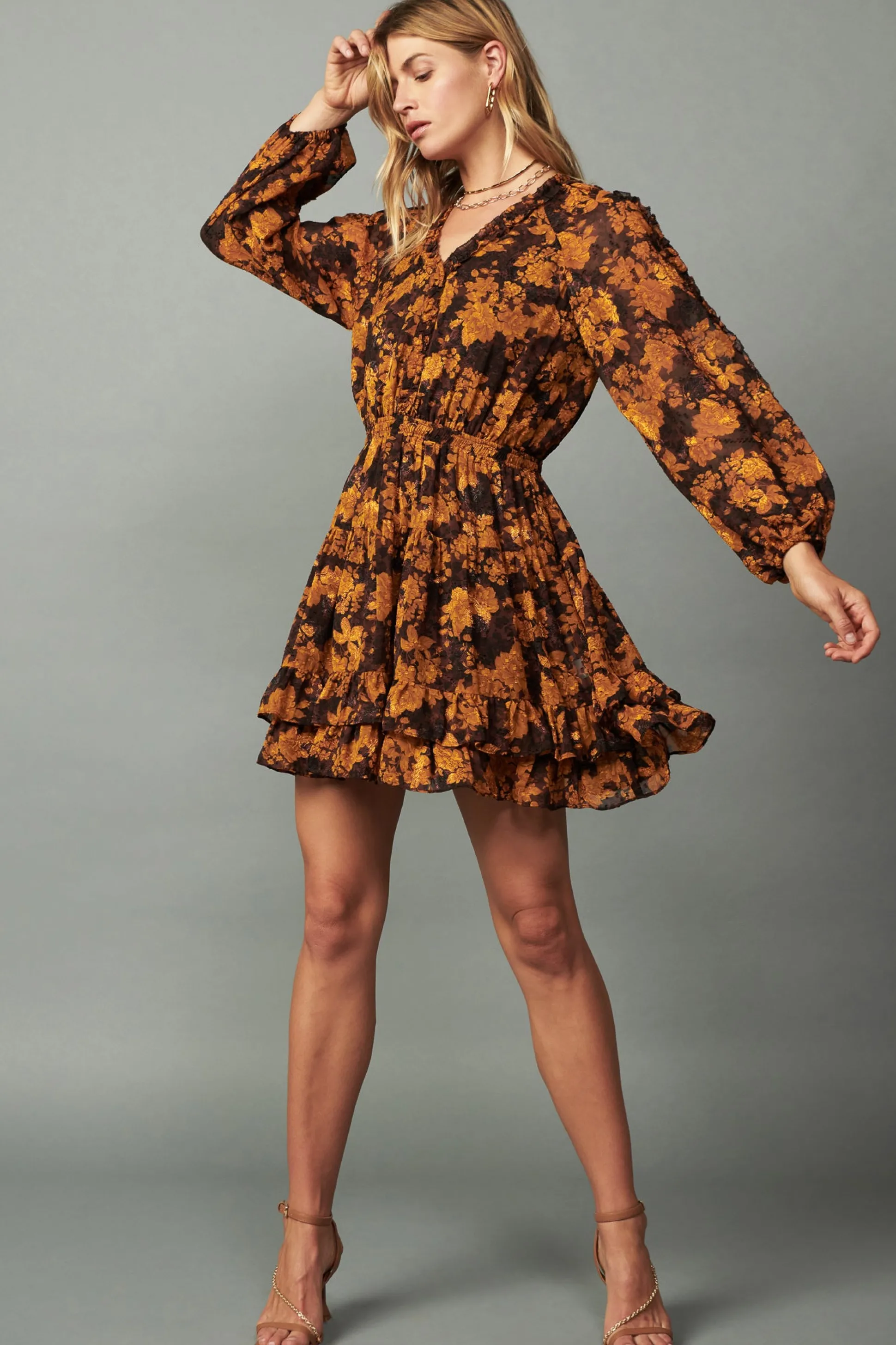 Picot Stitch Ruffled Mini Dress<Current Air Sale