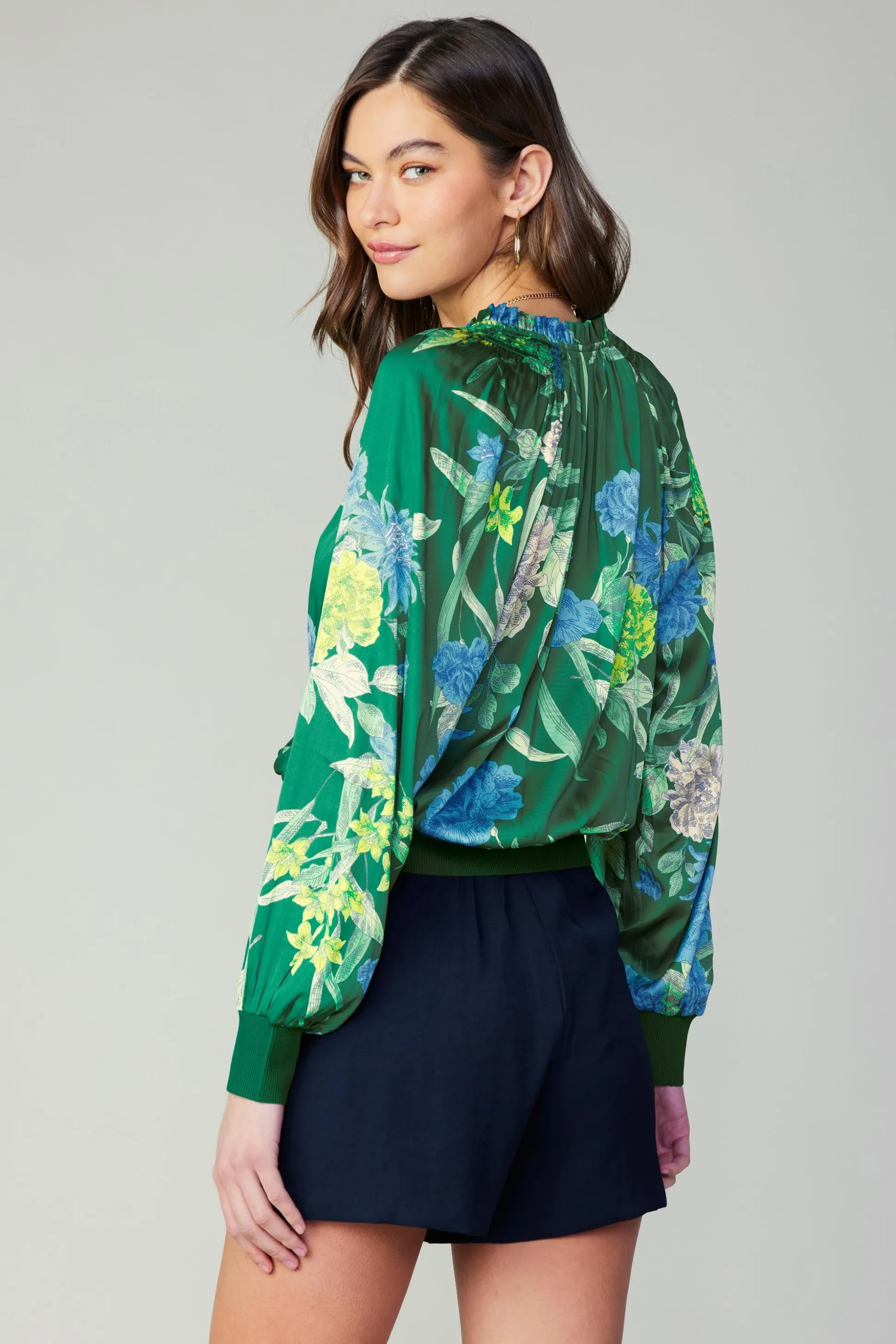 Floral Print Surplice Blouse<Current Air Online
