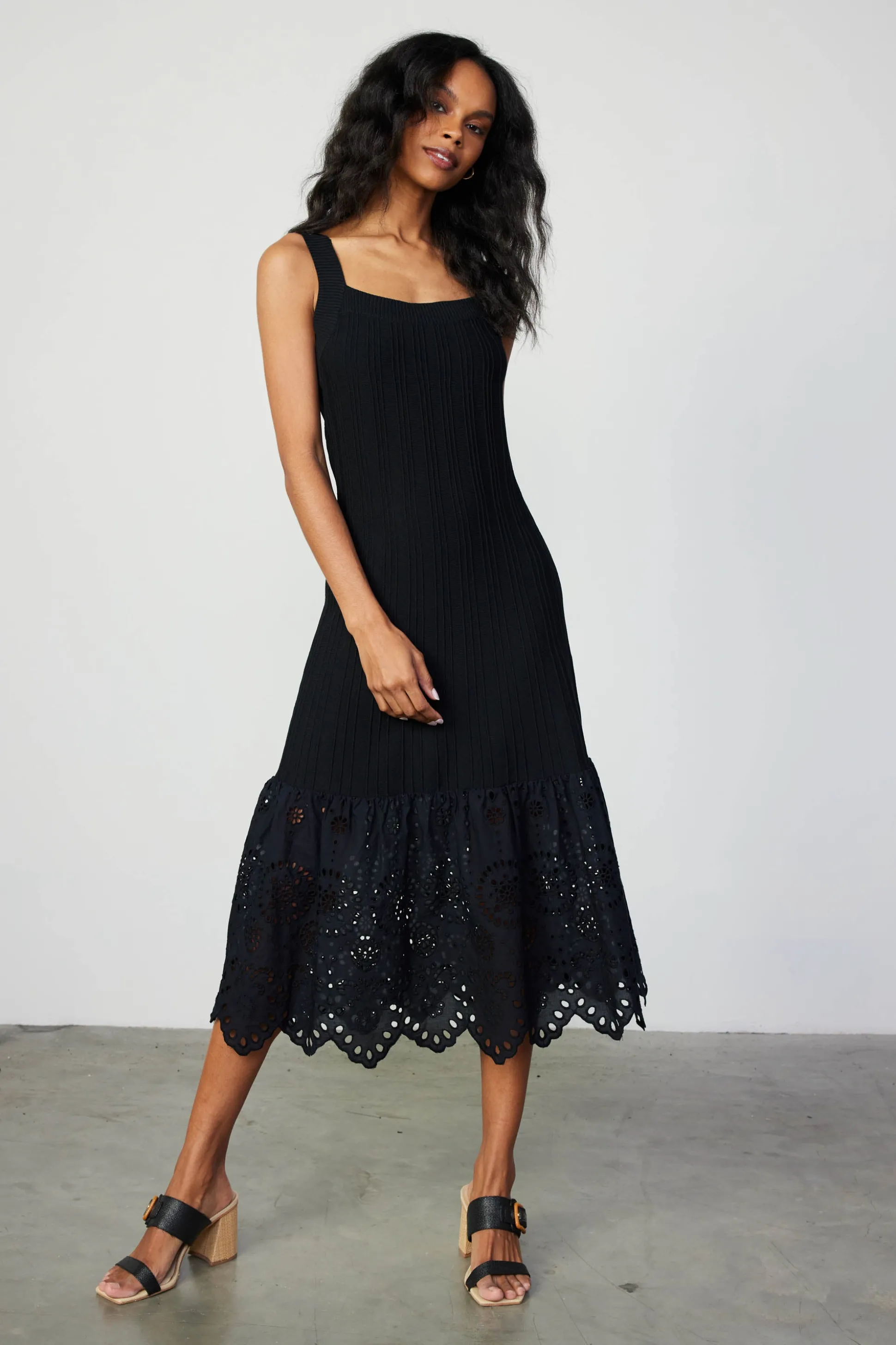 Contrast Lace Knit Dress<Current Air Discount
