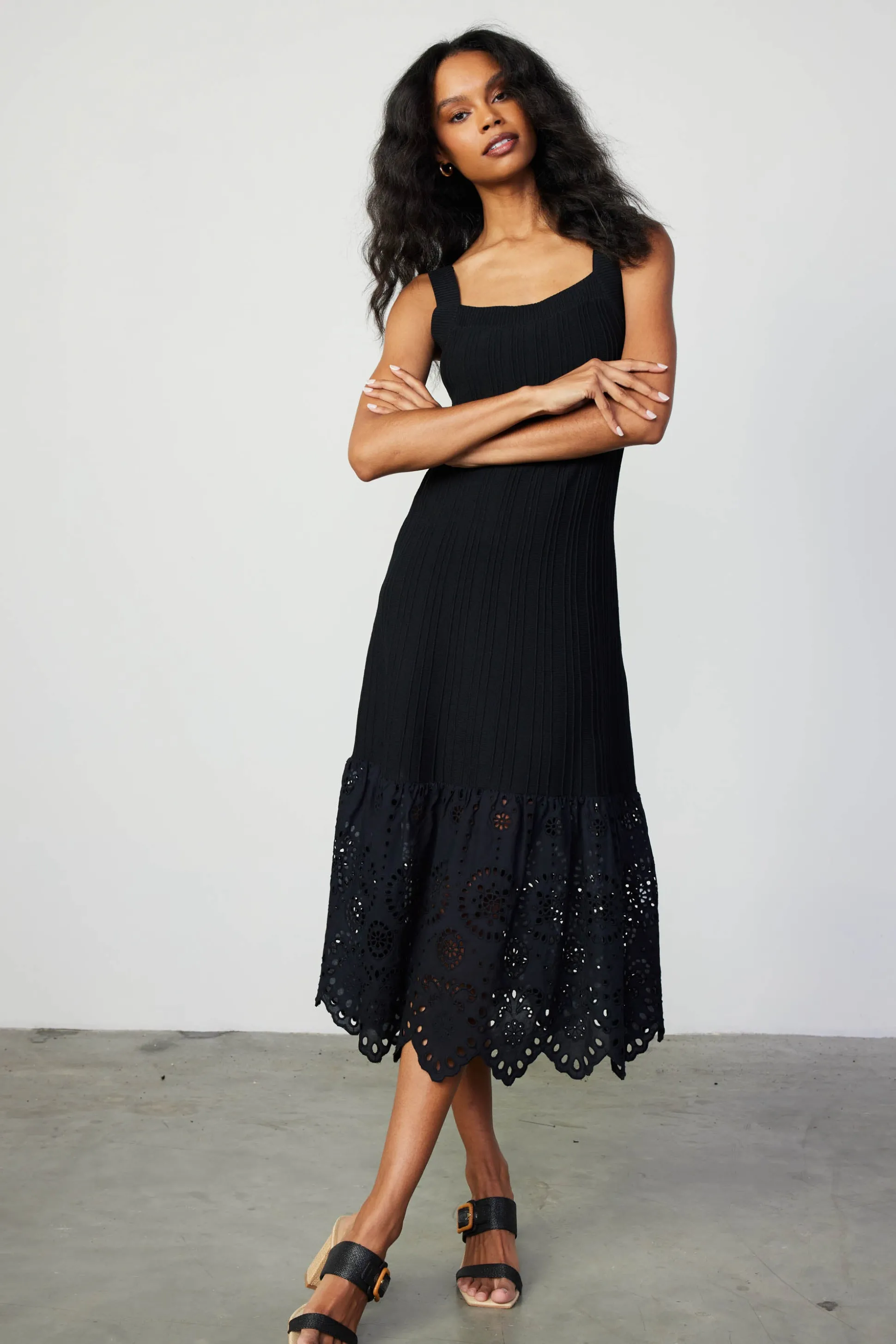 Contrast Lace Knit Dress<Current Air Discount