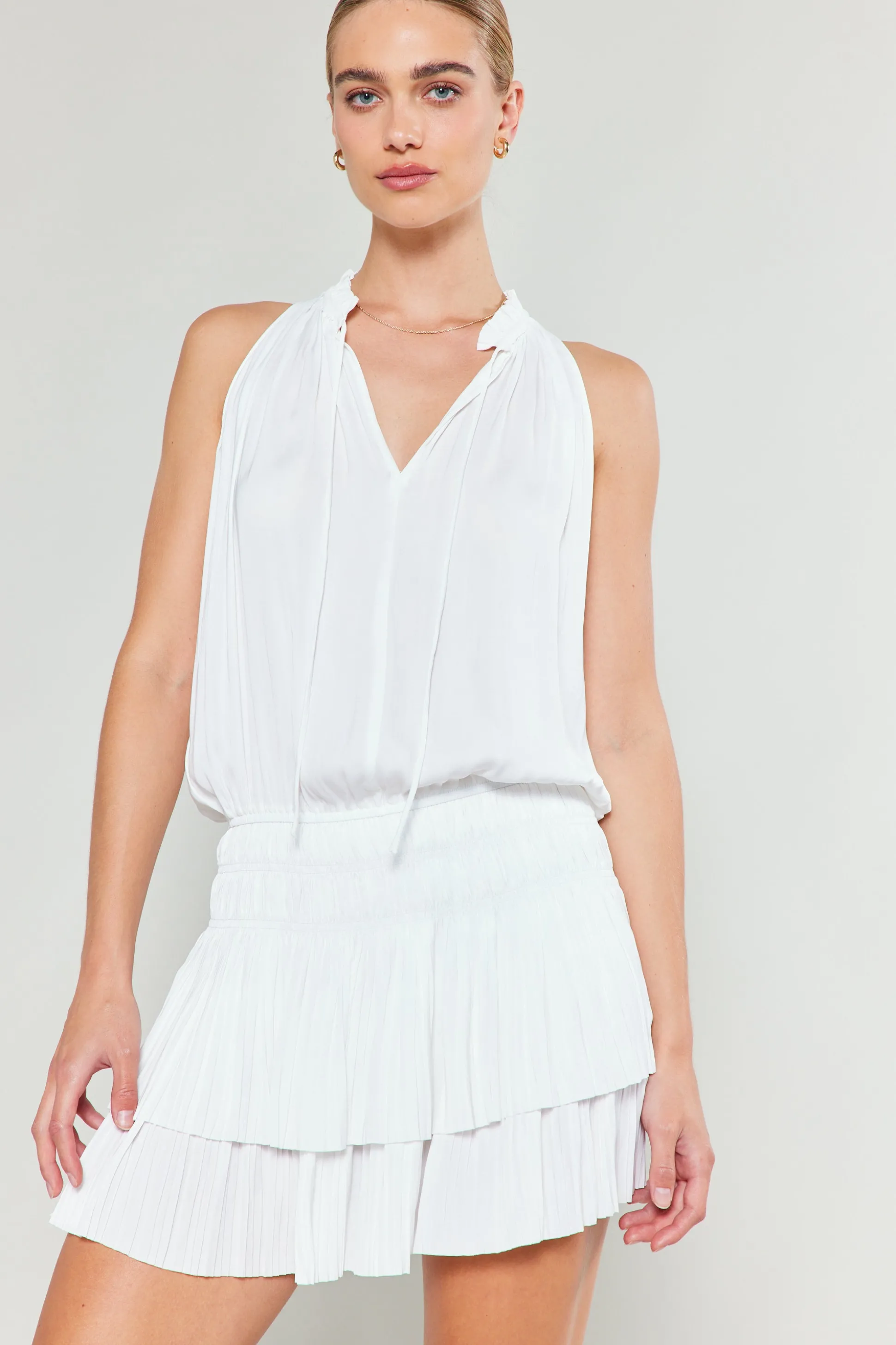 Cara Sleeveless Pleated Mini Dress<Current Air Hot