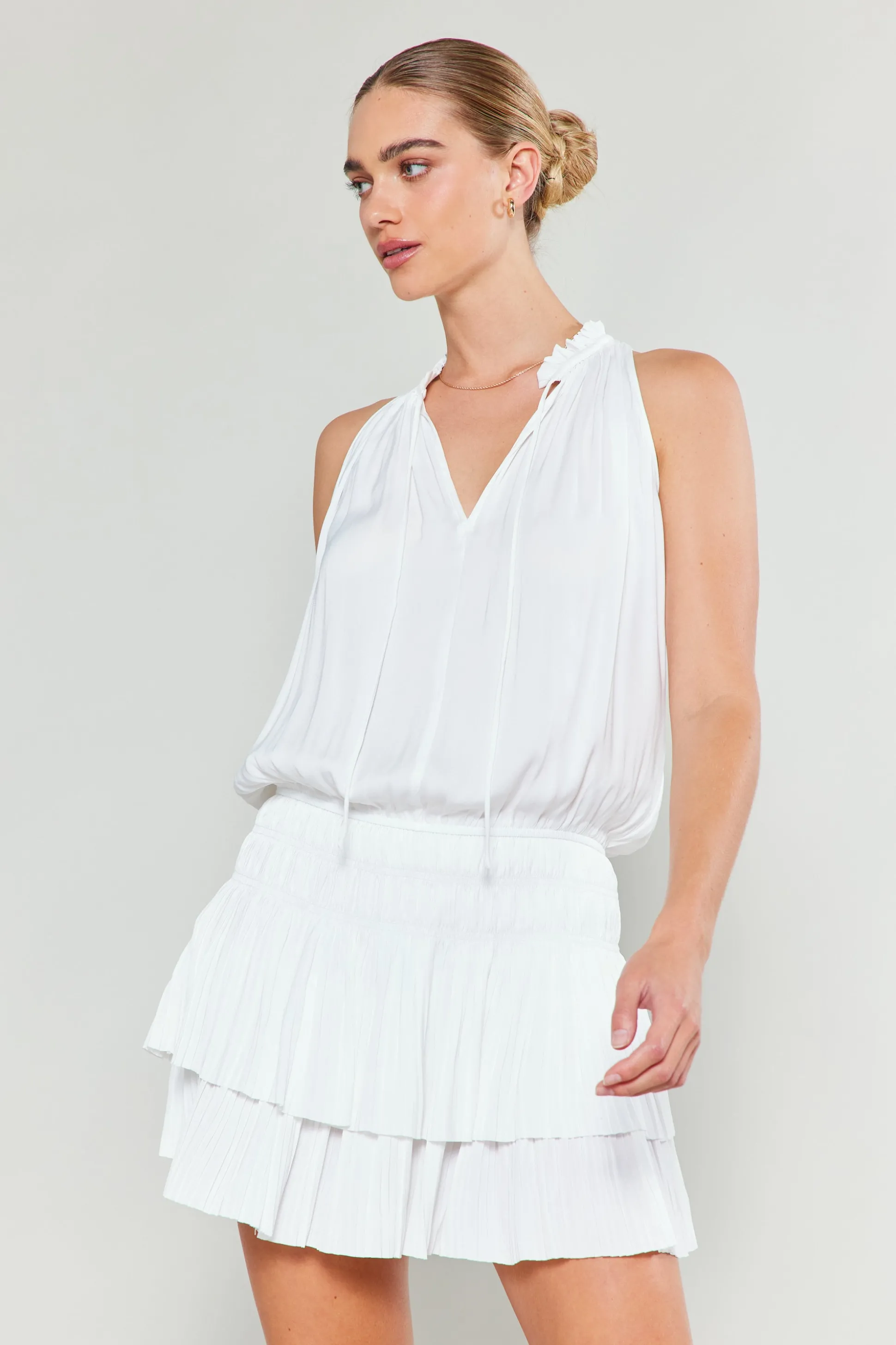 Cara Sleeveless Pleated Mini Dress<Current Air Hot