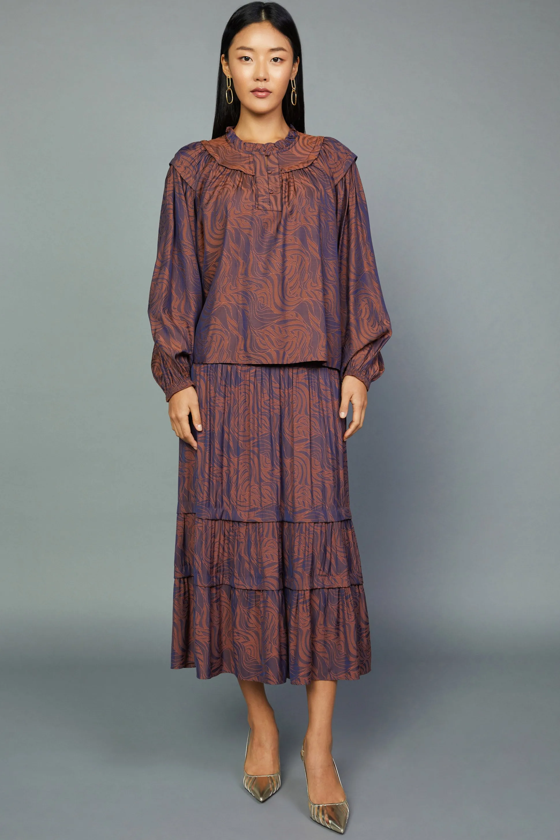 Swirl Motif Blouse<Current Air Sale