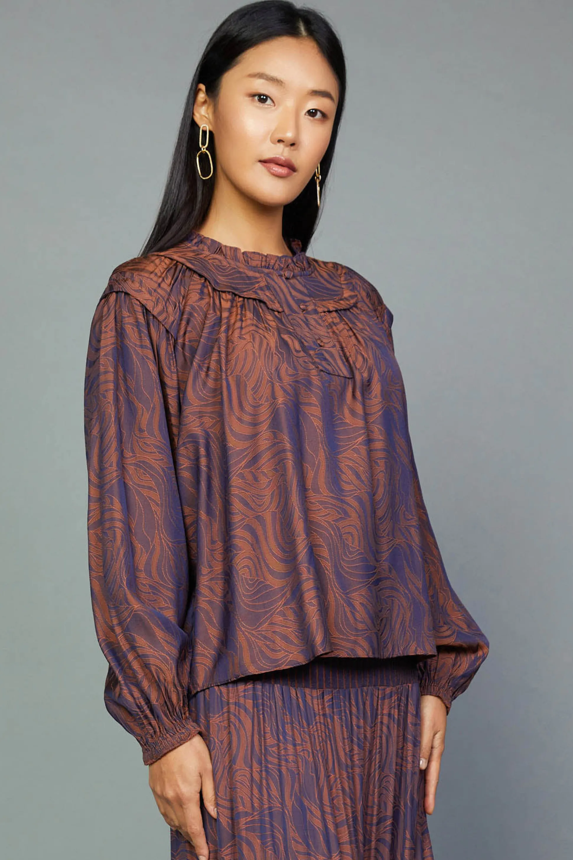 Swirl Motif Blouse<Current Air Sale