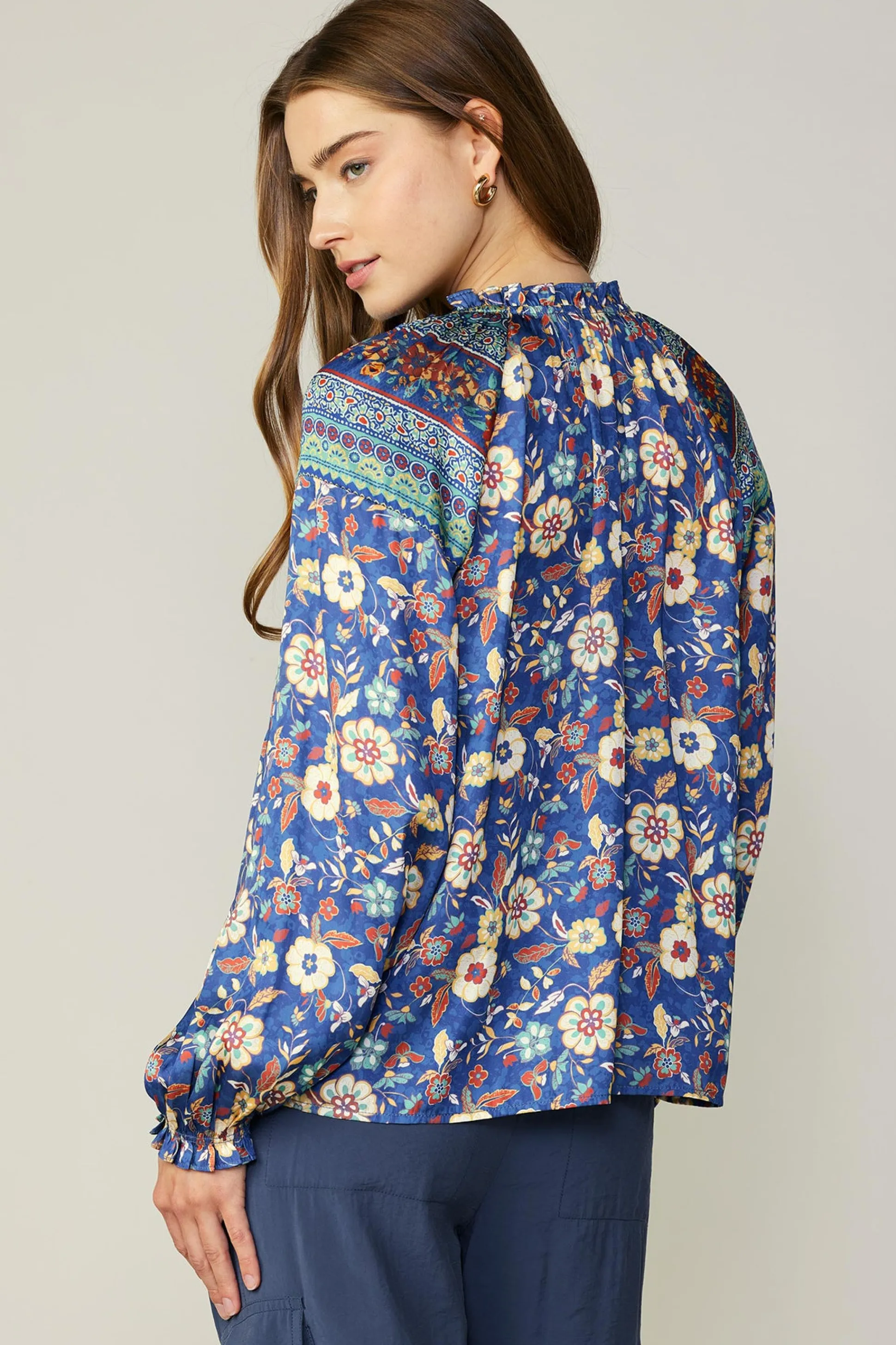 Floral Border Print Blouse<Current Air Online