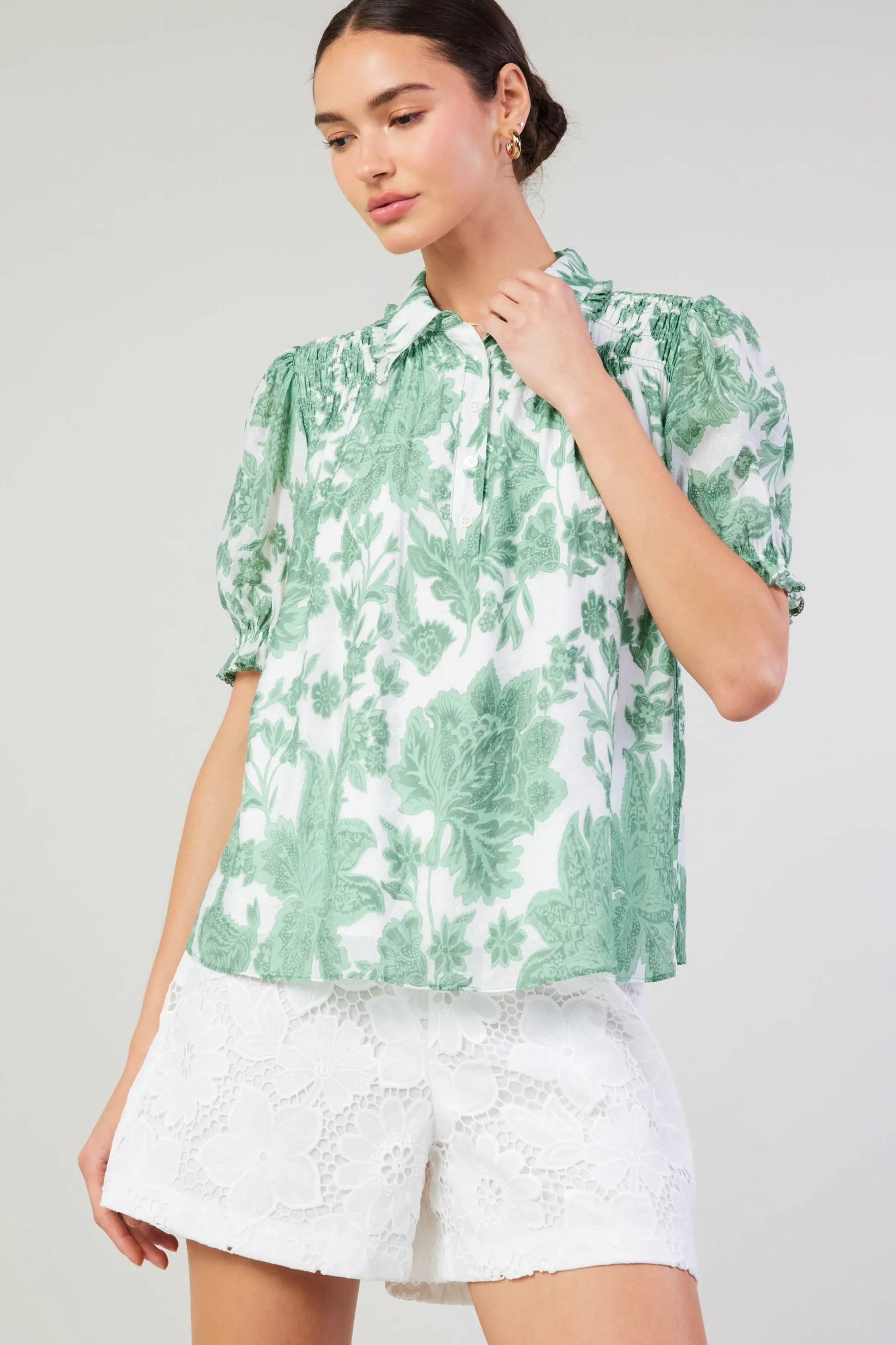 Tulip Jacquard Blouse<Current Air Hot