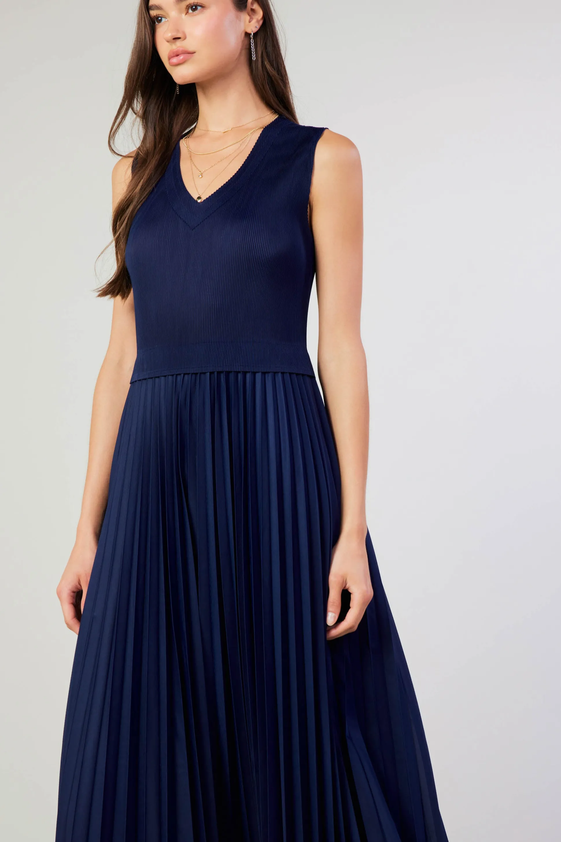 Cari Ribbed Contrast Pleated Dress<Current Air Discount