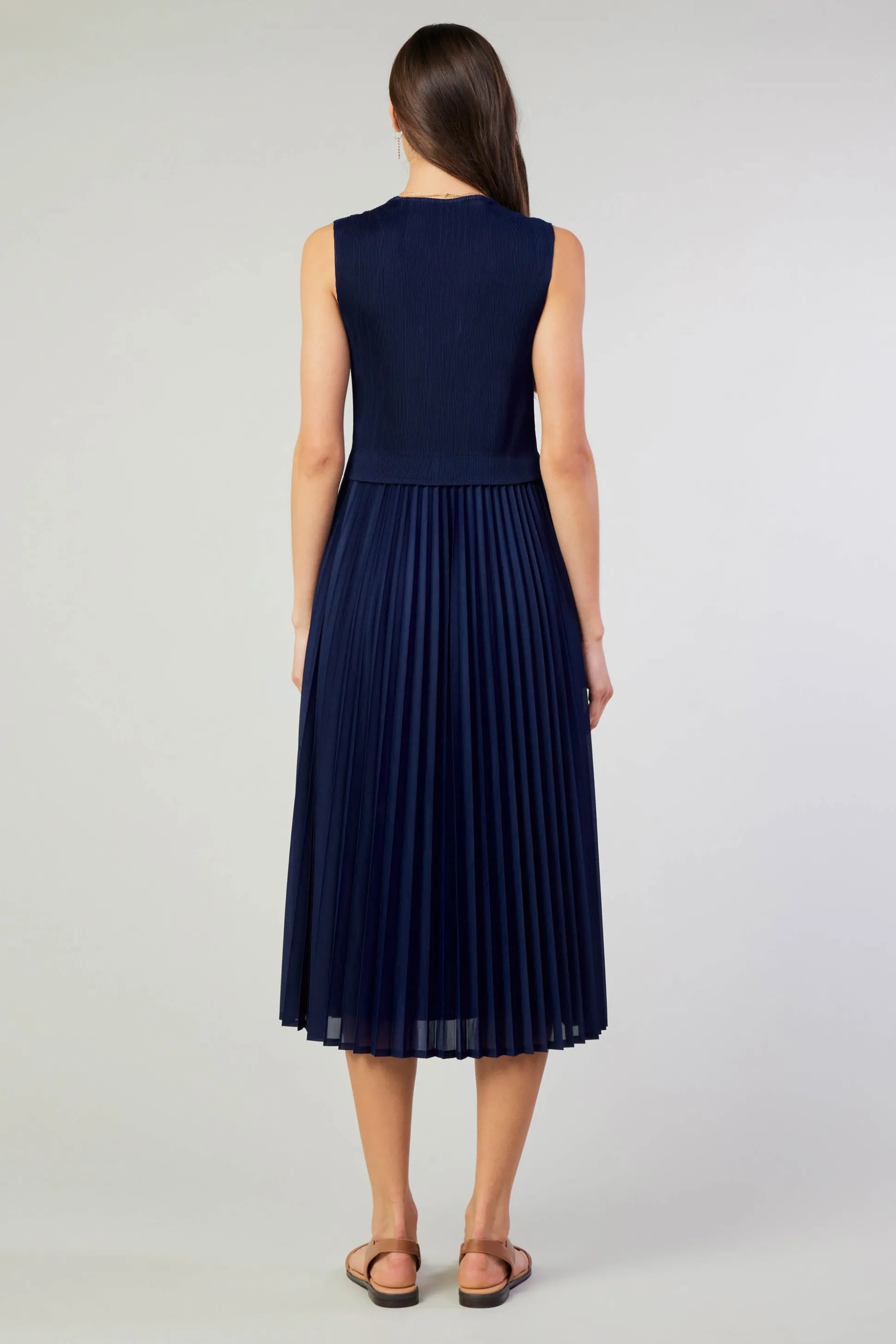 Cari Ribbed Contrast Pleated Dress<Current Air Discount