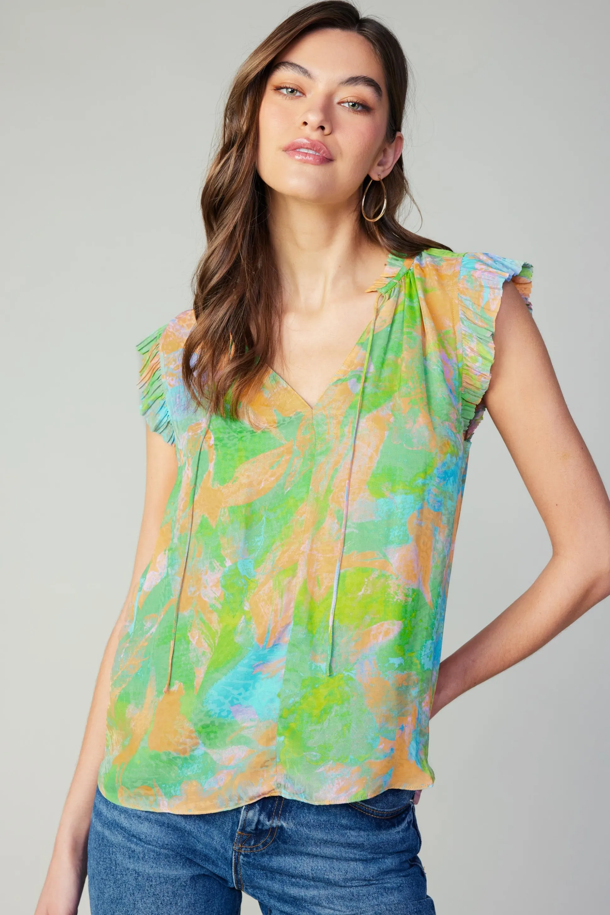 Margot Abstract Pleated Sleeve Blouse<Current Air Best