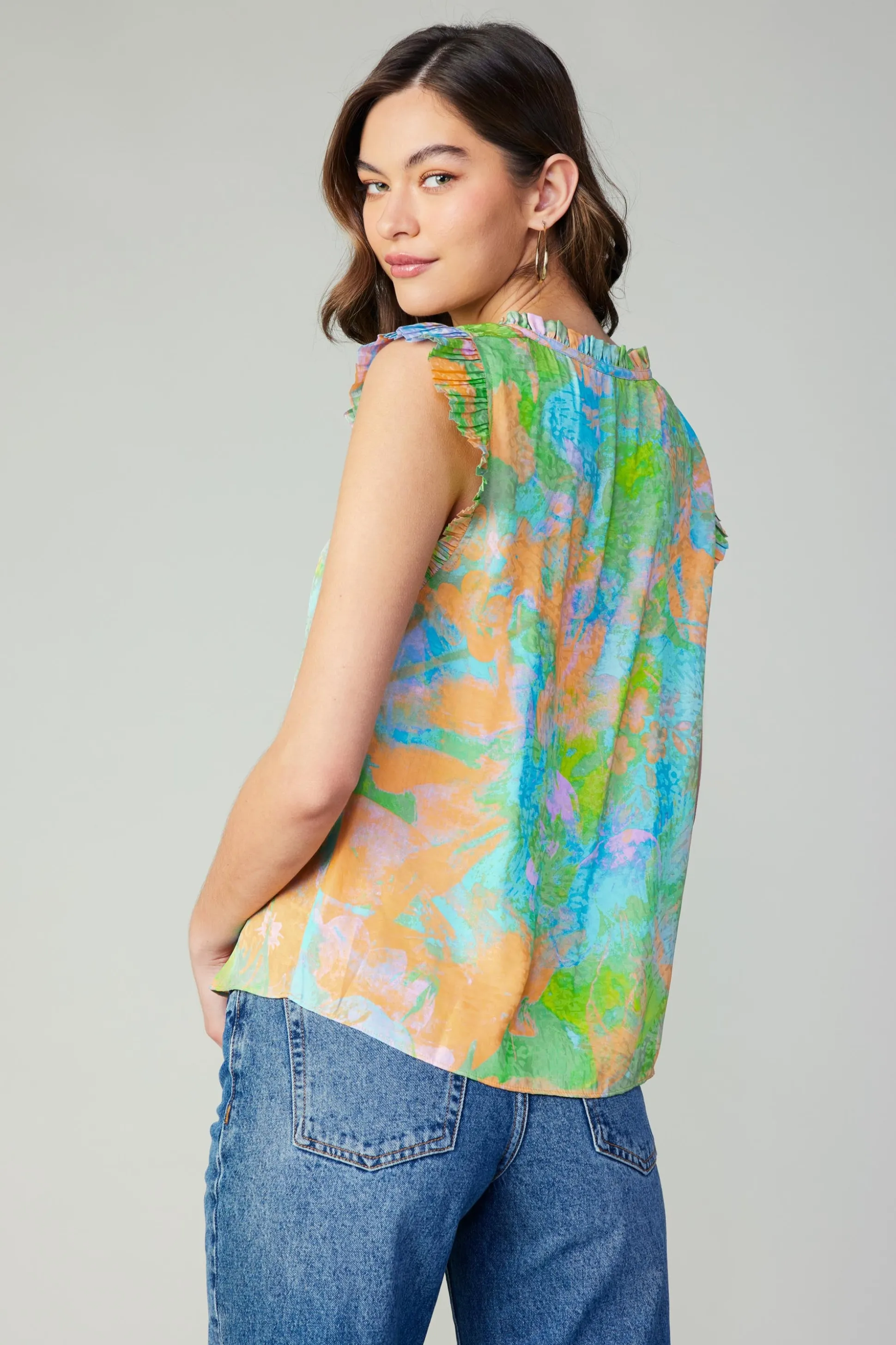 Margot Abstract Pleated Sleeve Blouse<Current Air Best
