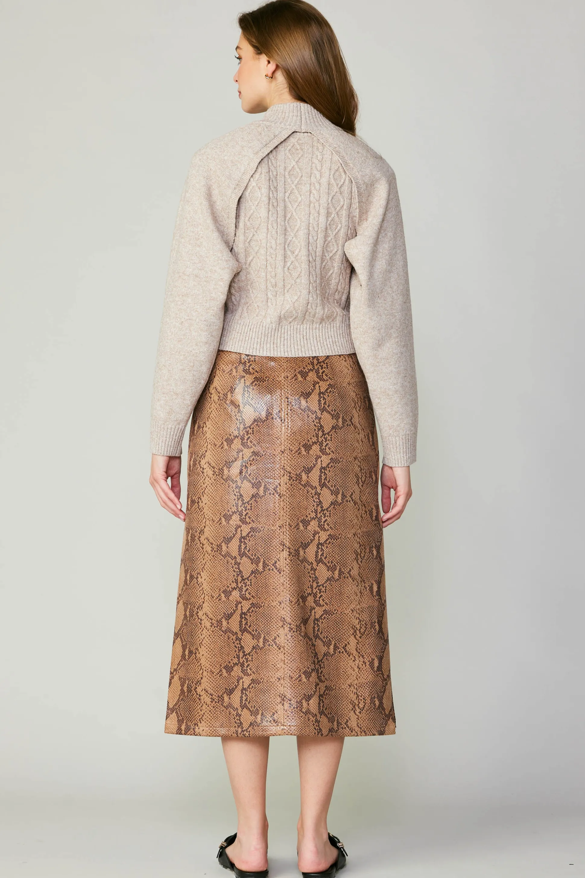 Snake Print Midi Skirt<Current Air Best