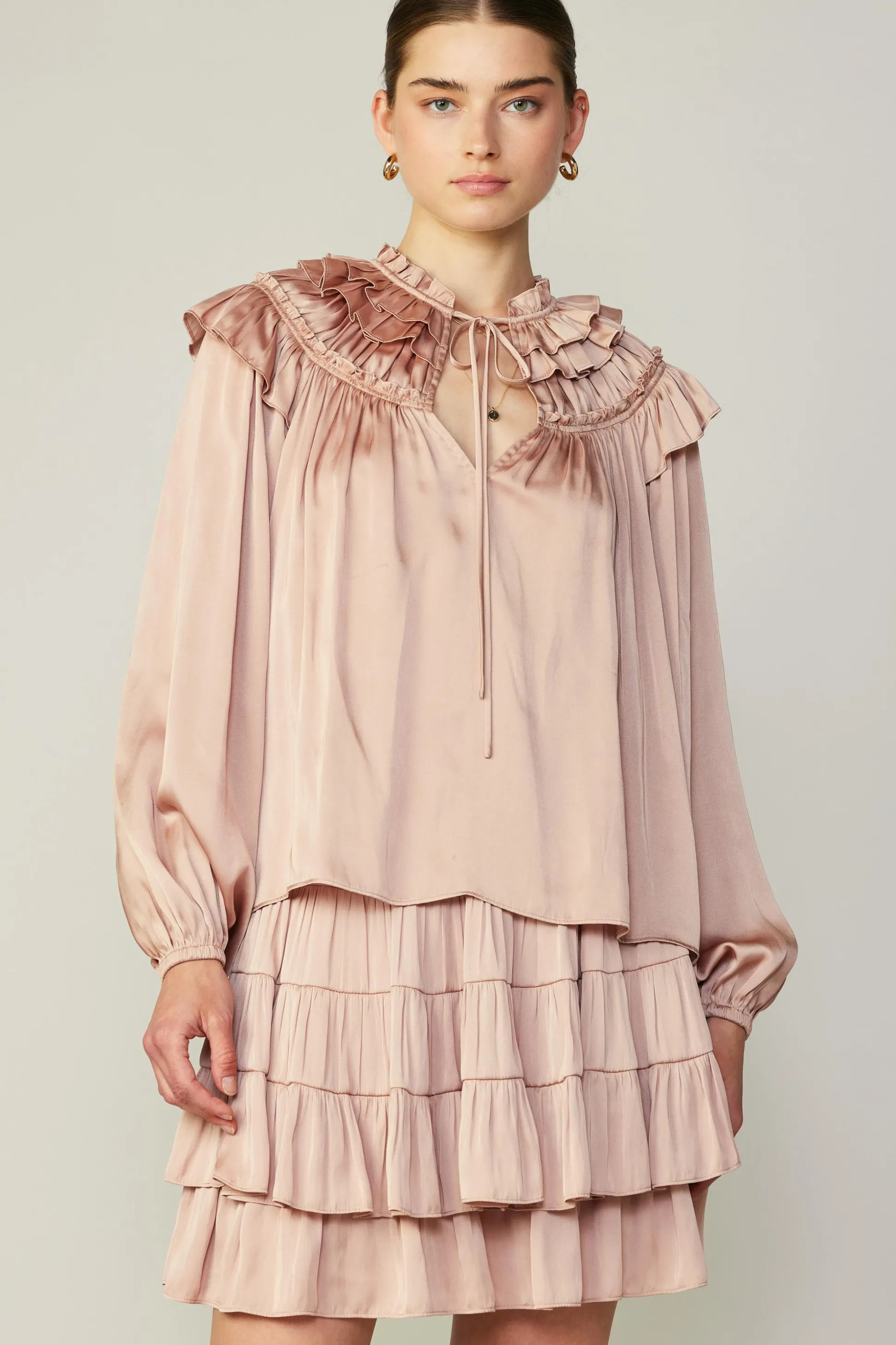 Ruffle Cape Blouse<Current Air Online