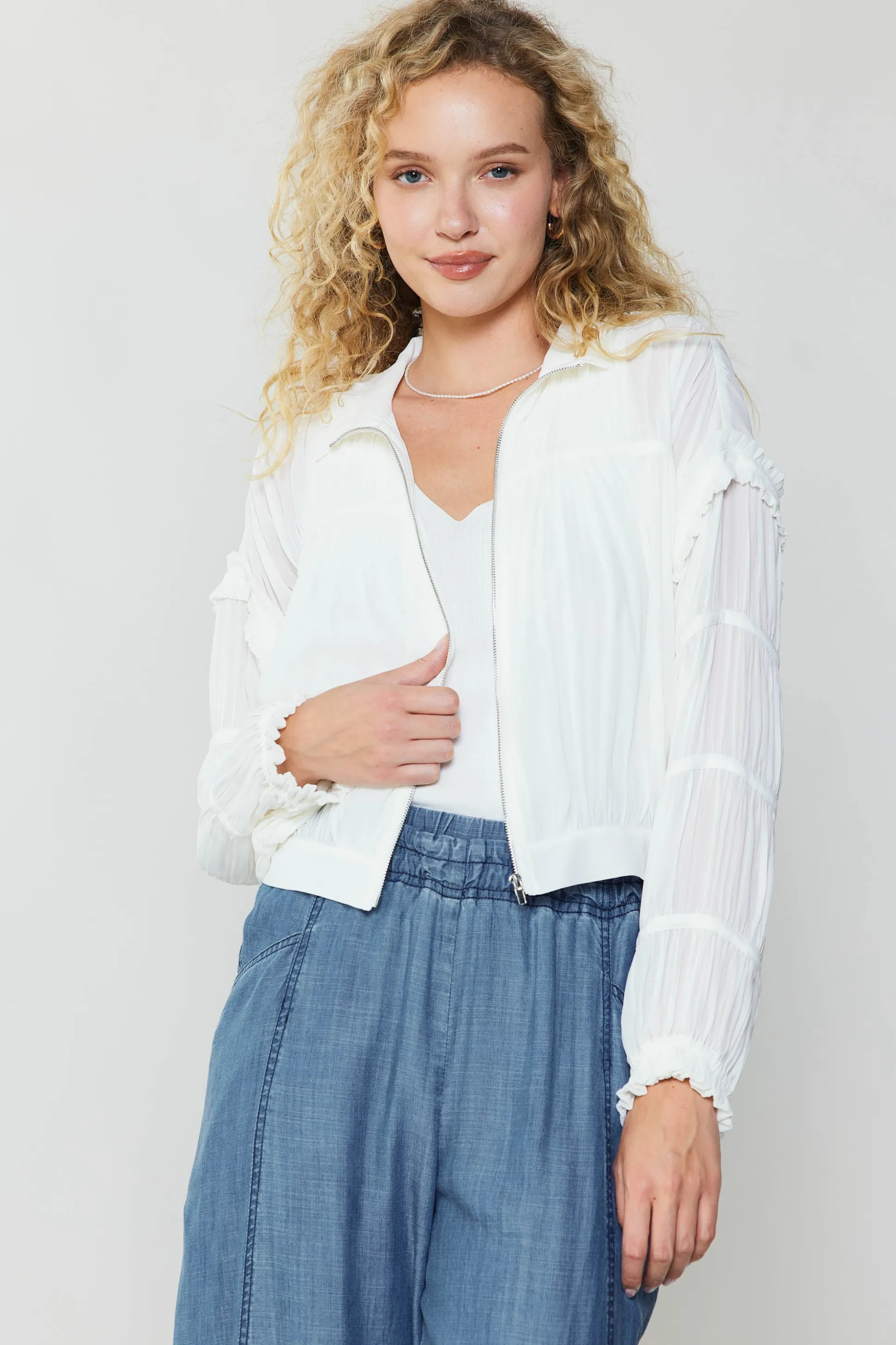 Shirred Sleeve Jacket<Current Air Hot