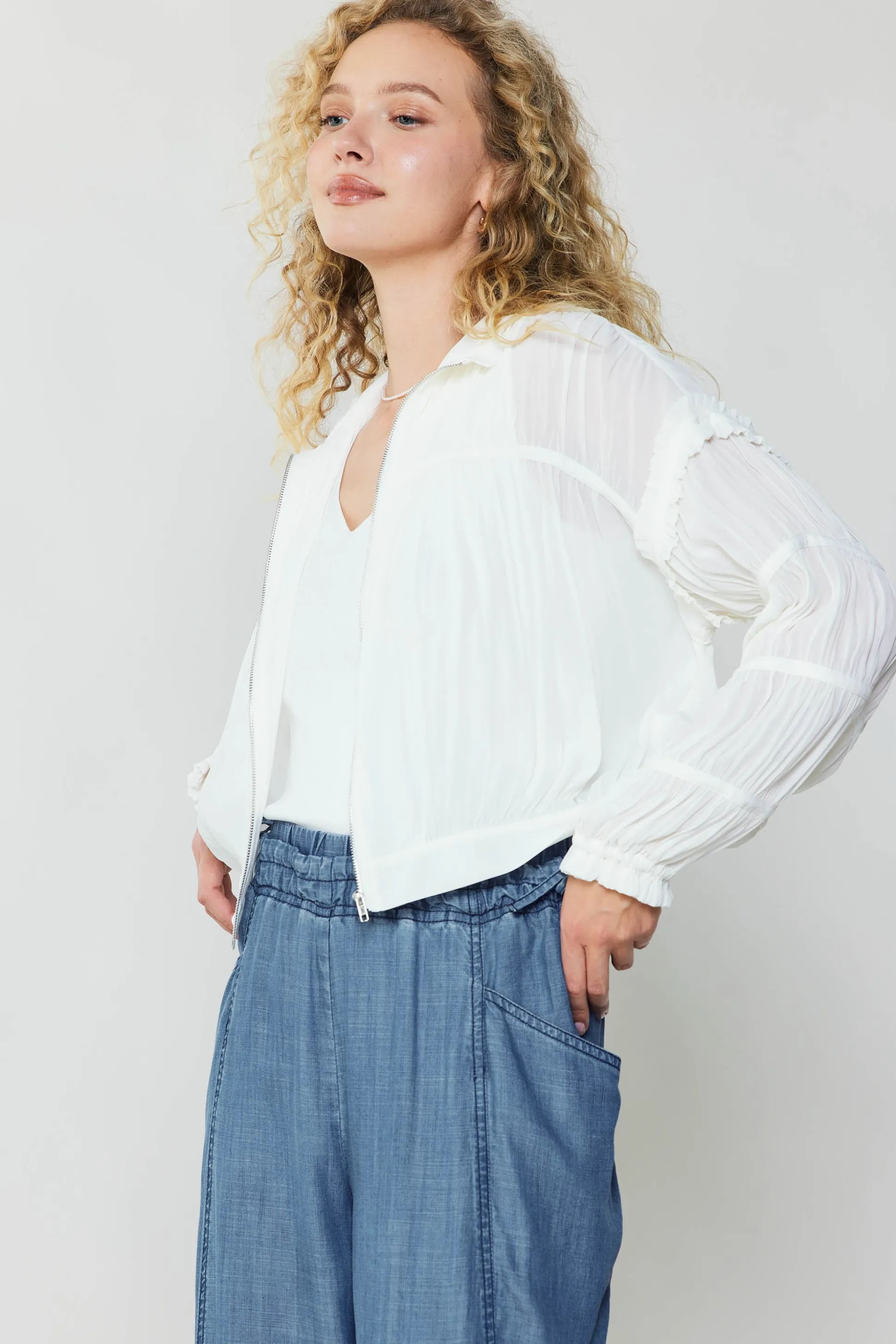 Shirred Sleeve Jacket<Current Air Hot