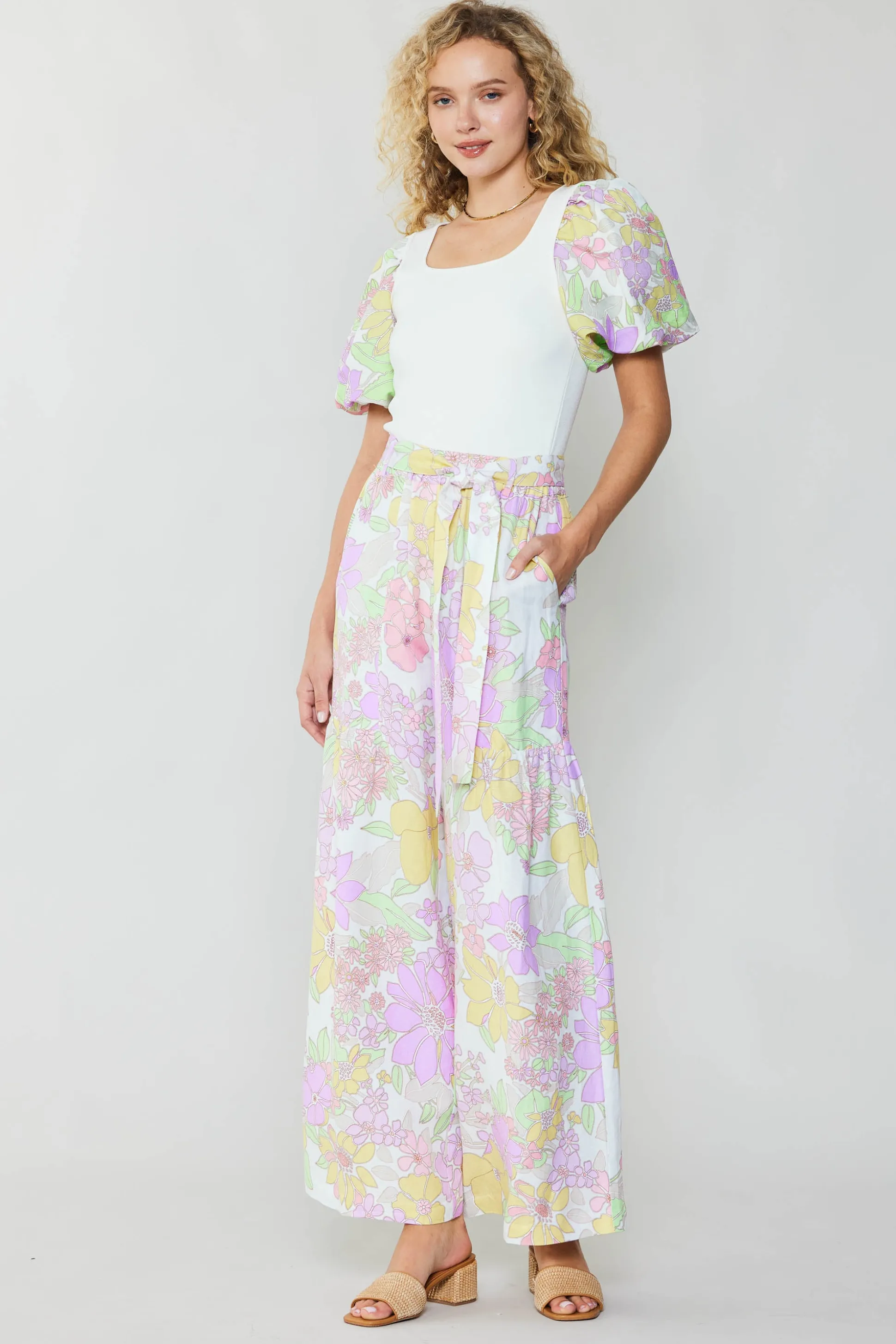 Linen Blend Floral Pants<Current Air Discount